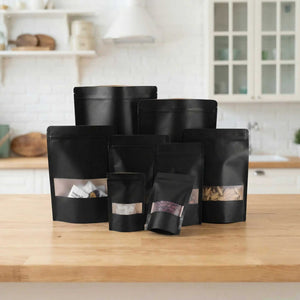 papirna kesa crna sa zipom idealna za pakovanje manjih kolicina zacina, suvog voca, kafe