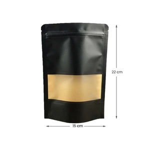 crna kraft doypack kesa 15x22+4 cm stand up