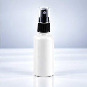 Bela PET bočica 50 ml sa crnim sprej raspršivačem, grlo 18 mm - 413400 - 424110 | Bazika