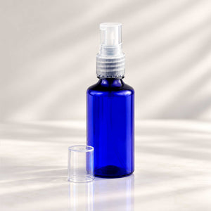 Plava PET bočica 50 ml sa transparentnom gel-serum pumpicom, grlo 18 mm - 413400 - 425120 | Bazika