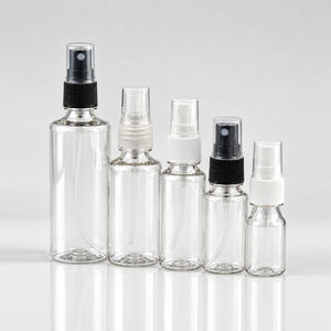 Transparentna PET bočice sa sprej raspršivačem 10, 20, 30, 50 i 100 ml, grlo 18 mm - 413100, 413200, 413300, 413400, 413500 - 424100, 424110, 424120 | Bazika