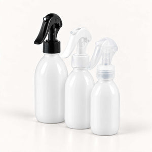 Bele PET boce za sirup 100, 150 i 250 ml sa trigger sprej raspršivačima - 442300, 443100, 443200, 448450, 448455, 448460 | Bazika