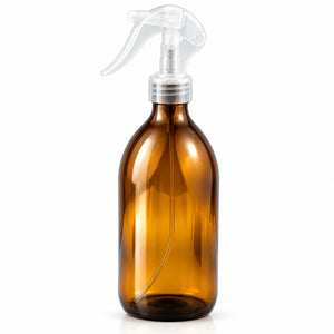 Braon staklena boca za sirup 500 ml, grlo 28 mm, sa transparentnim trigger sprej raspršivačem - 441250, 448460 | Bazika