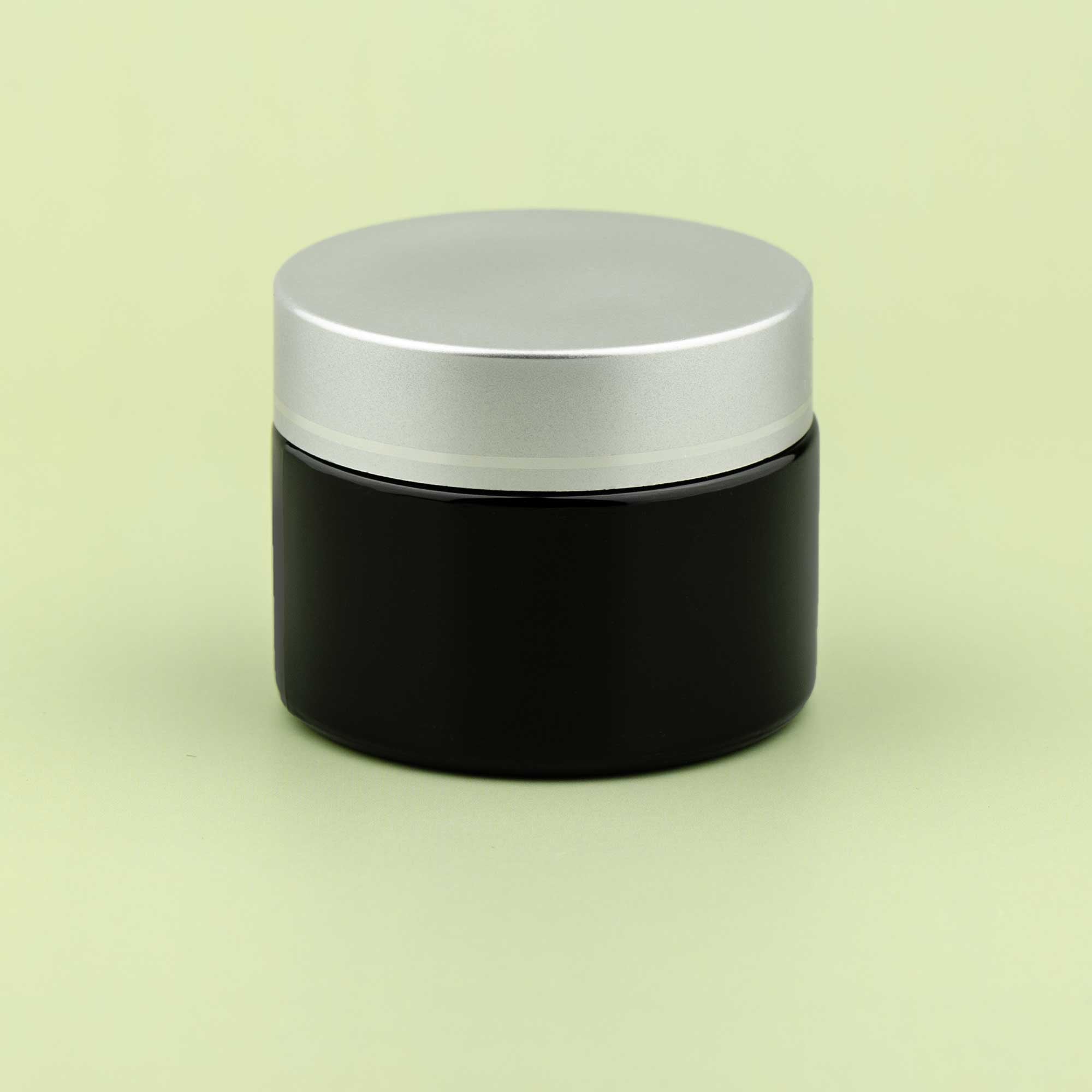 TALIA 50ml crna staklena kozmetička teglica & mat srebrni poklopac - 401320/401850