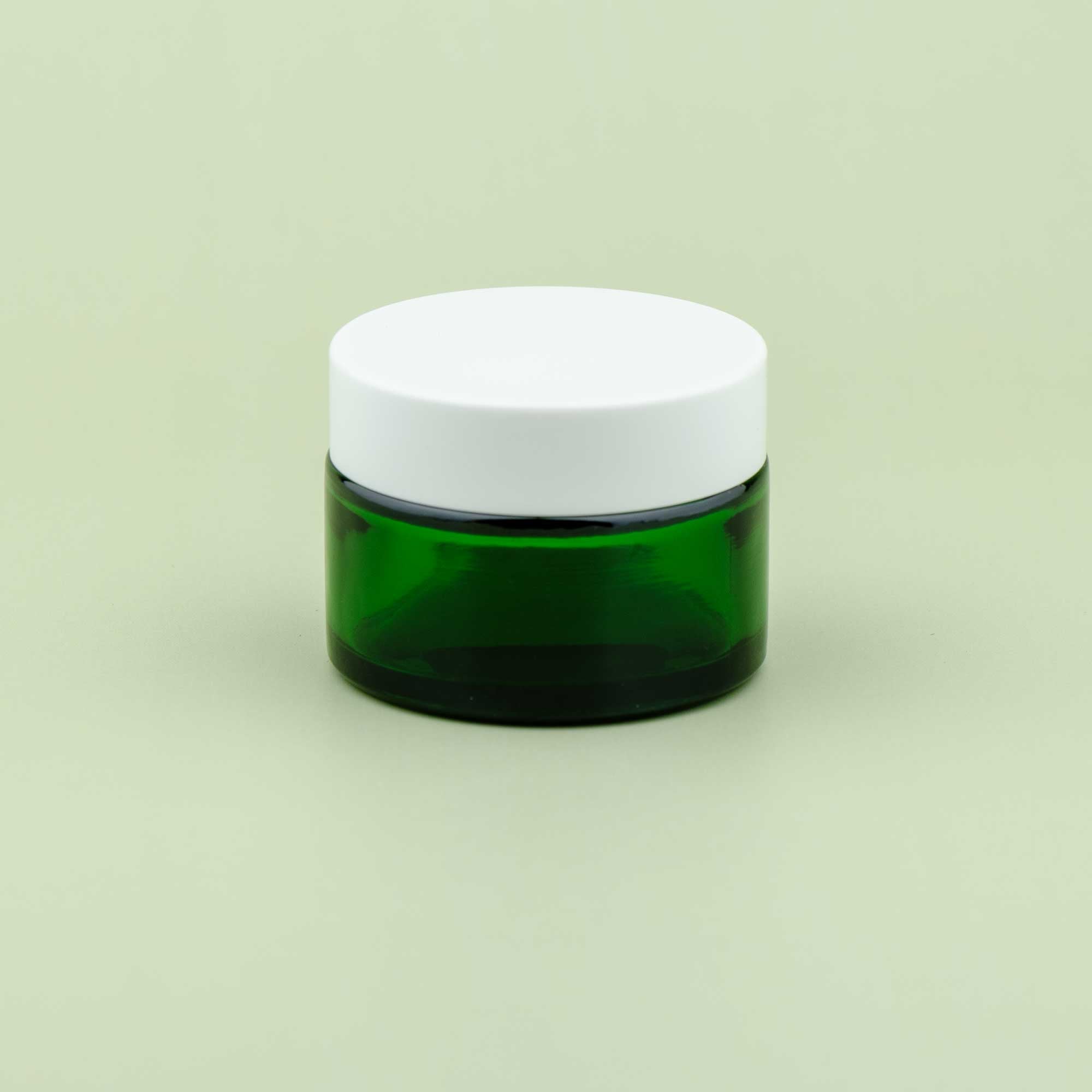 TALIA 30ml zelena staklena kozmetička teglica & beli poklopac - 401130/401830