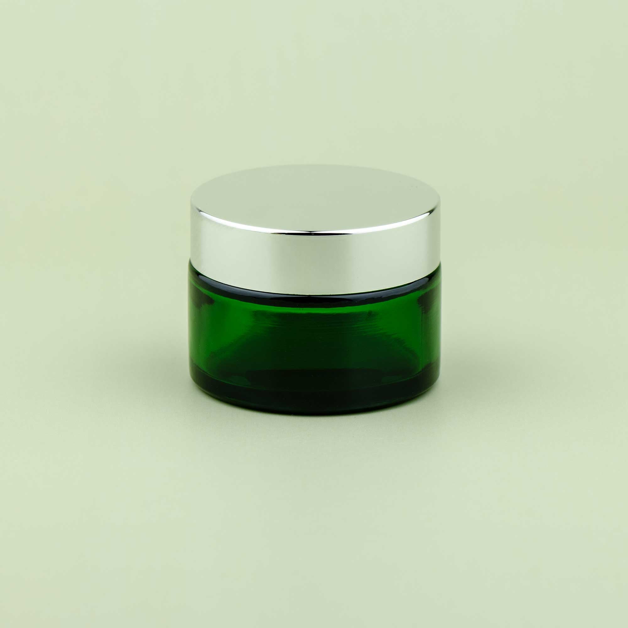 TALIA 30ml zelena staklena kozmetička teglica & srebrni poklopac - 401130/401830