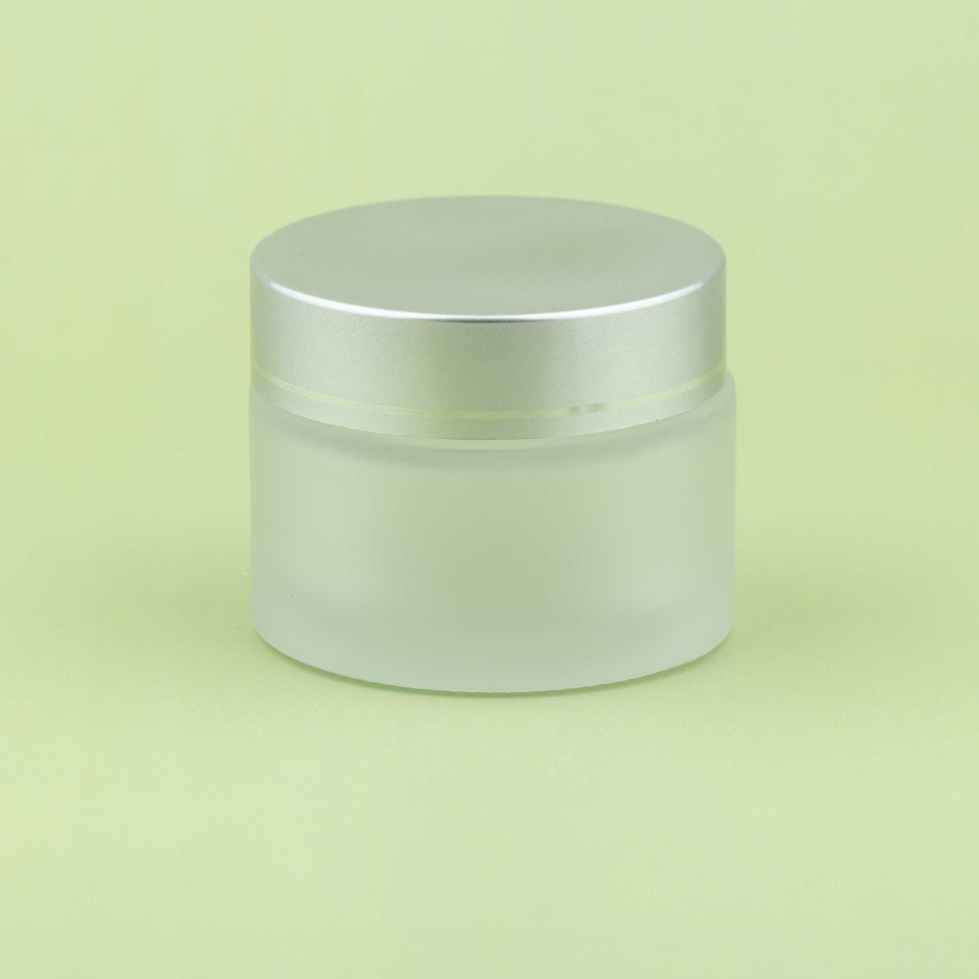 TALIA 50ml mat bela staklena kozmetička teglica & mat srebrni poklopac - 401300/401850