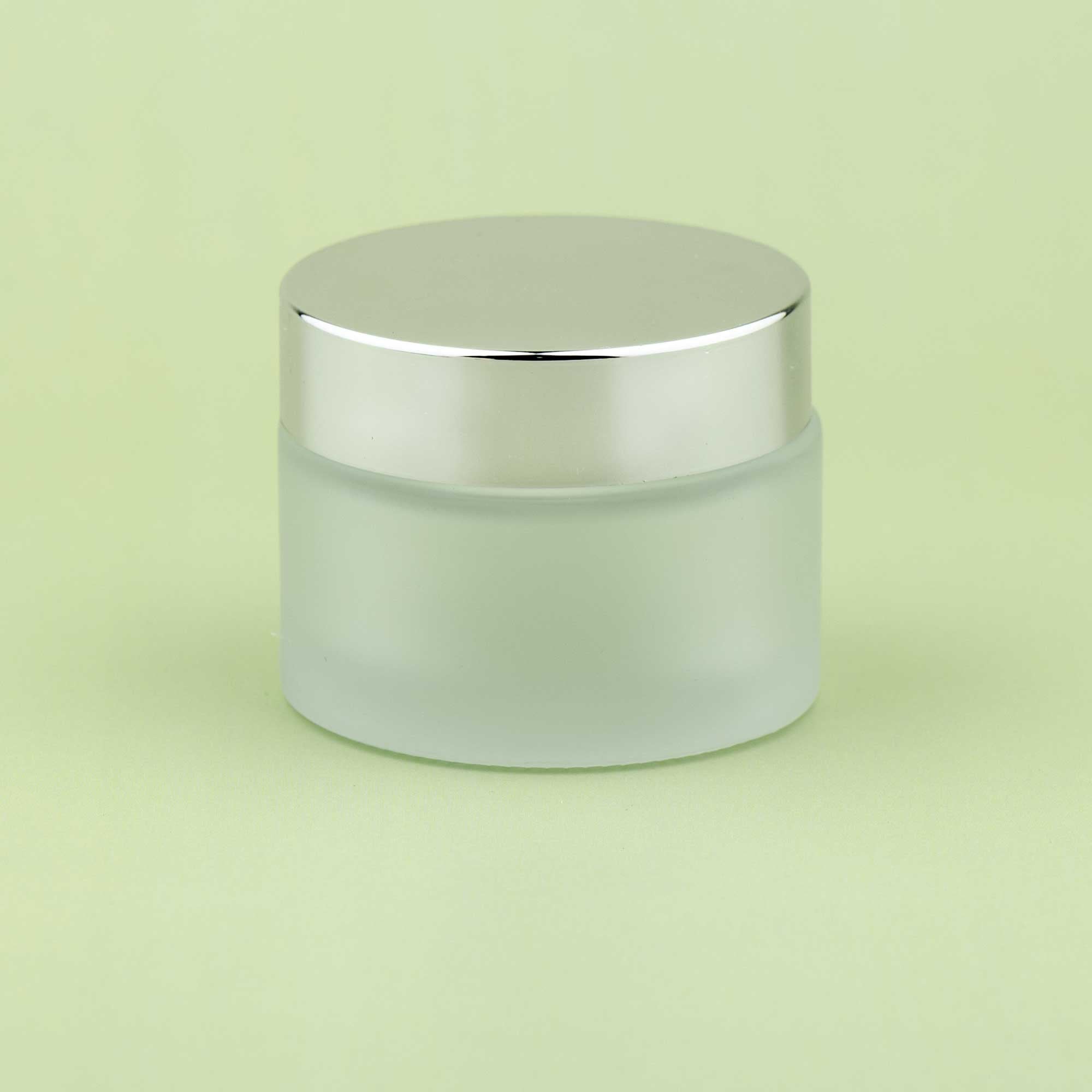 TALIA 50ml mat bela staklena kozmetička teglica & srebrni poklopac - 401300/401850