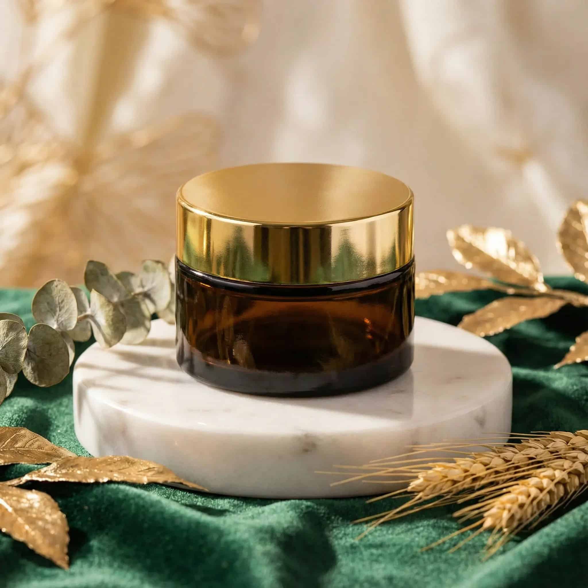TALIA 30ml braon staklena kozmetička teglica & zlatni poklopac - 401110/401830