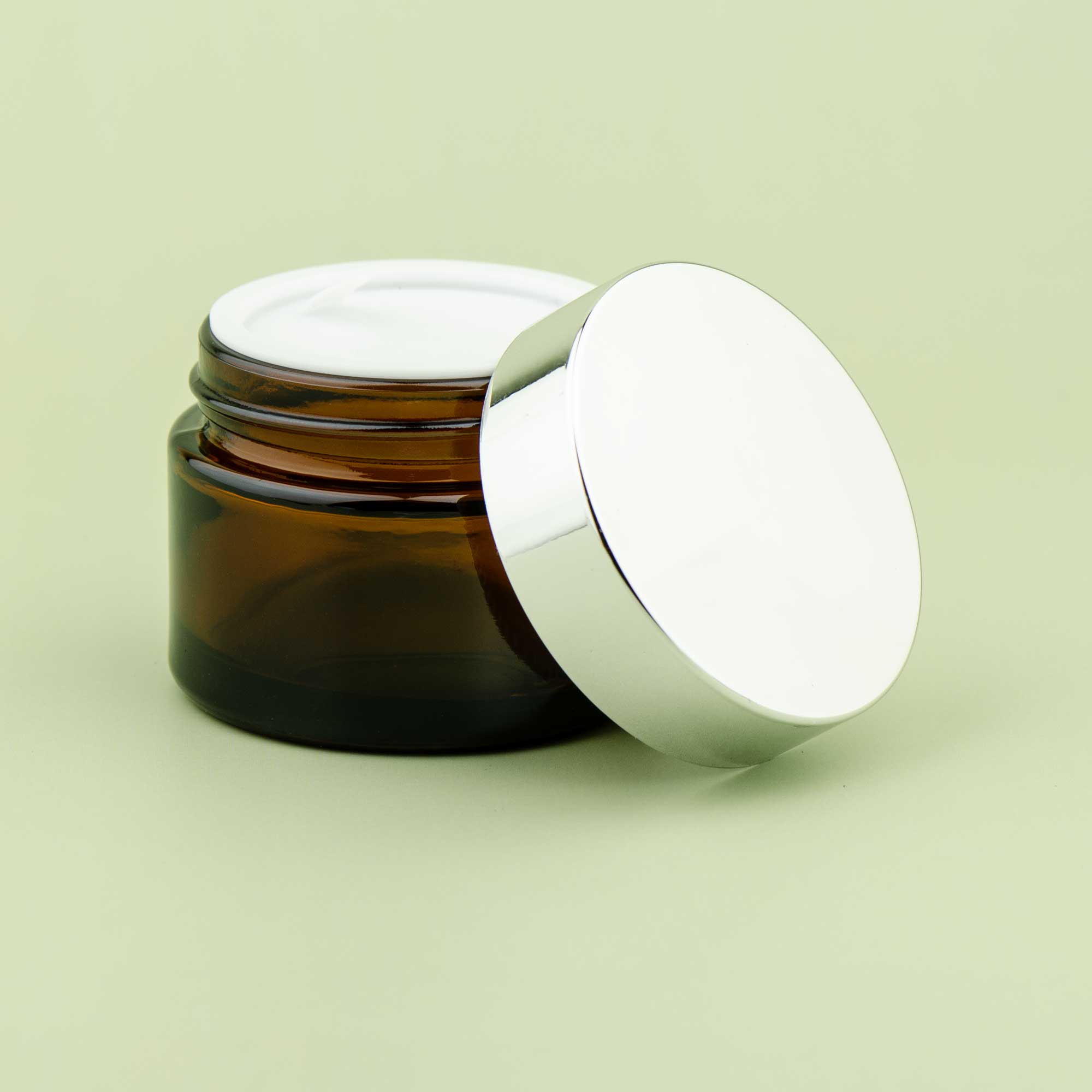 TALIA 50ml braon staklena kozmetička teglica & srebrni poklopac - 401310/401850