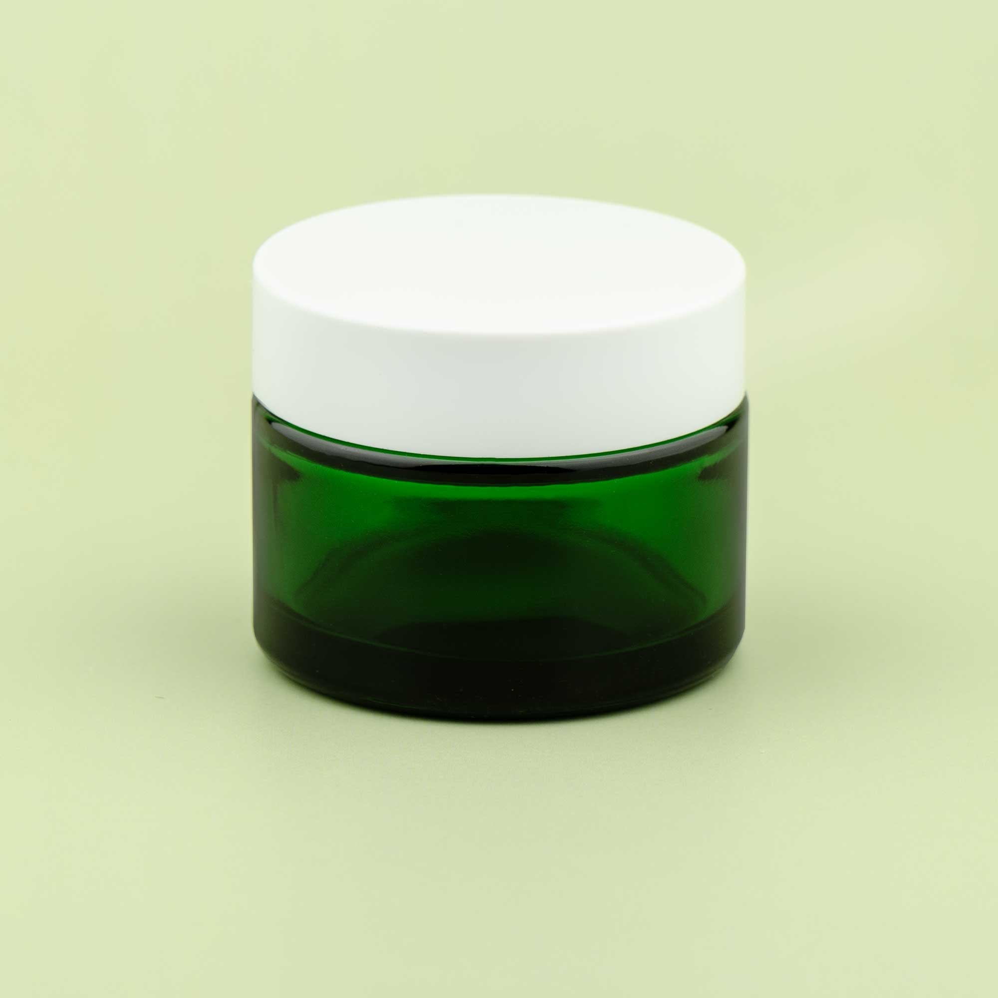 TALIA 50ml zelena staklena kozmetička teglica & beli poklopac - 401330/401850