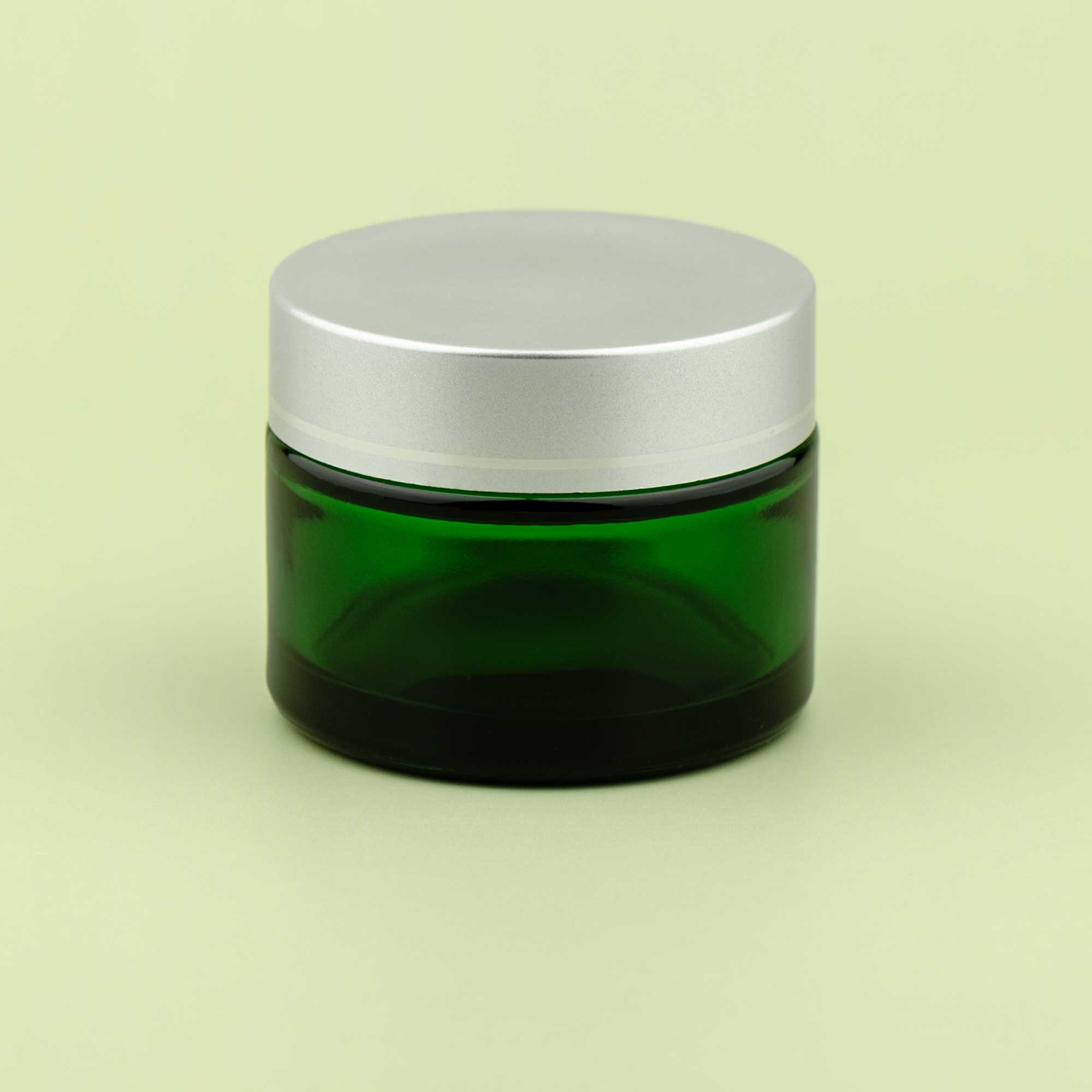 TALIA 50ml zelena staklena kozmetička teglica & mat srebrni poklopac - 401330/401850