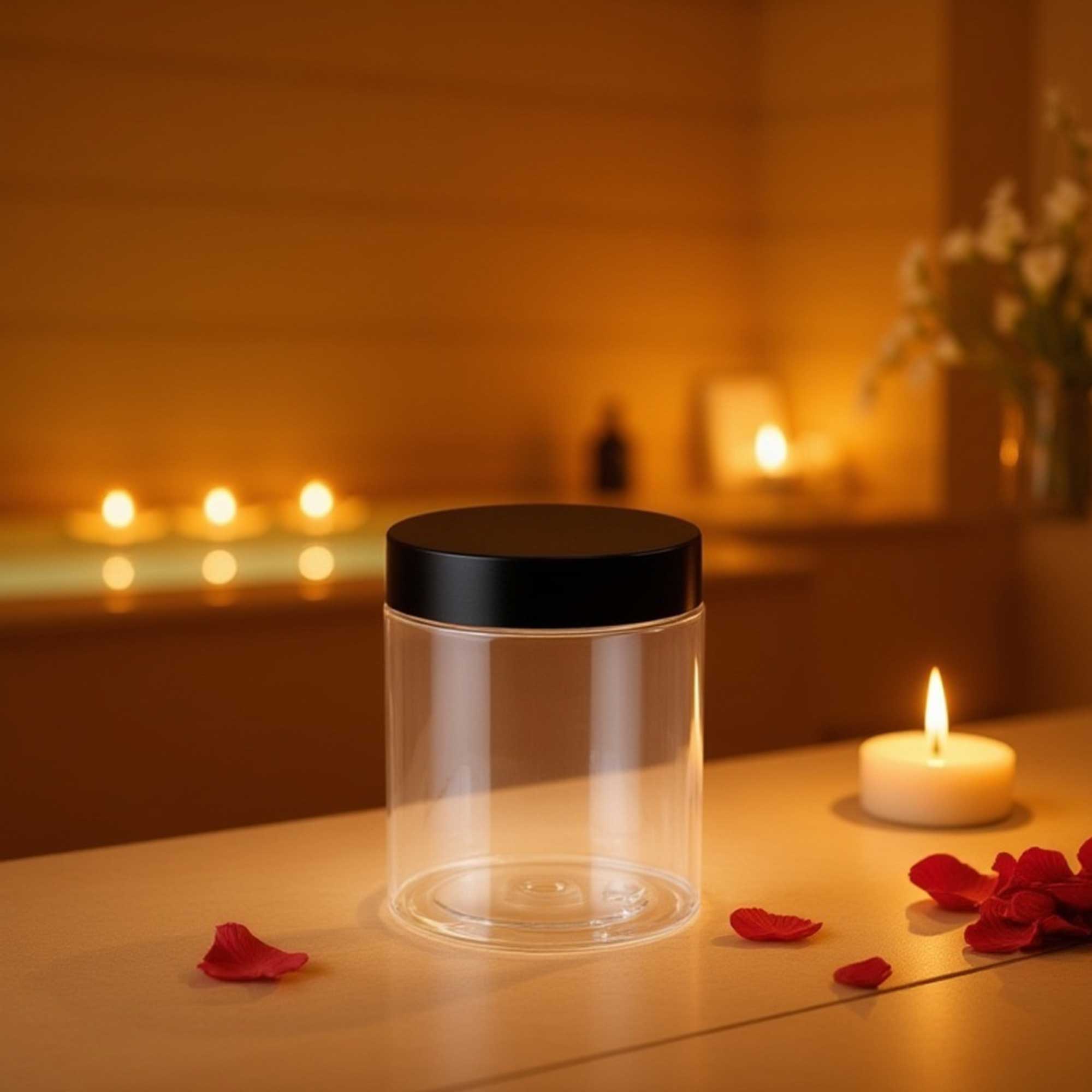 KLIO transparentna 250ml PET kozmetička kutija & crni poklopac - 402600/402940