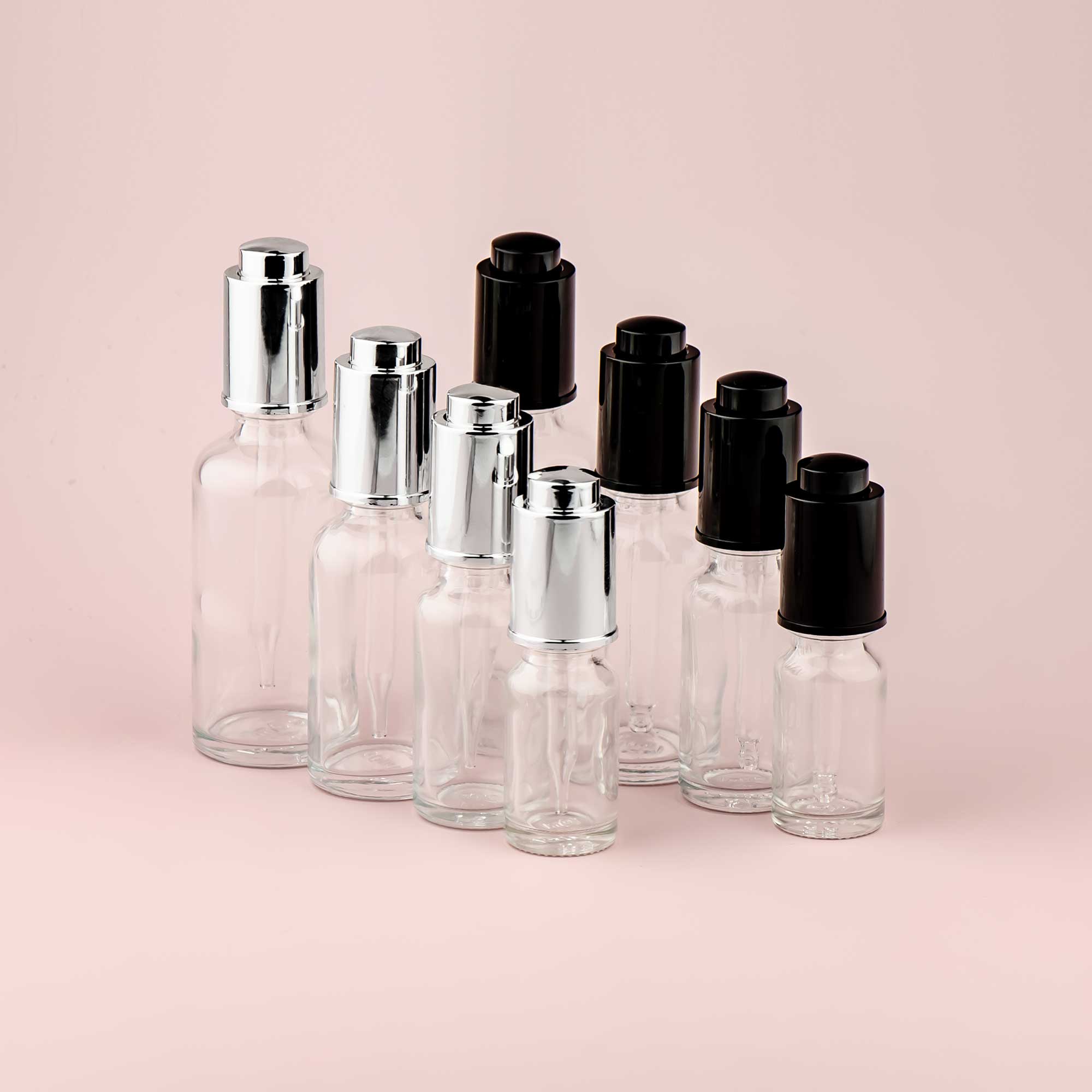 Staklena bočica 10-100ml, transparentna, sa pipetom na dugme - 411100/800 - 423700/720