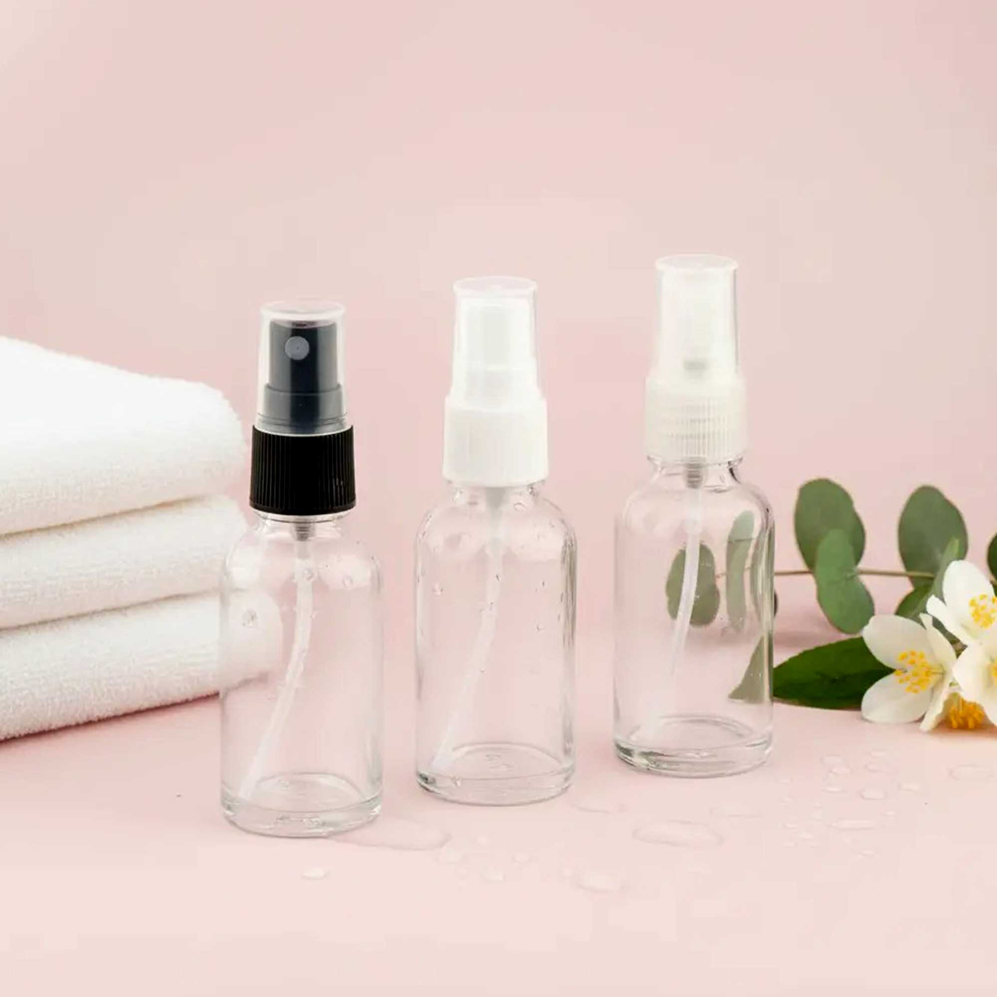 Staklena bočica 10-100ml, transparentna, sa sprej raspršivačem - 411100/800 - 424100/110/120