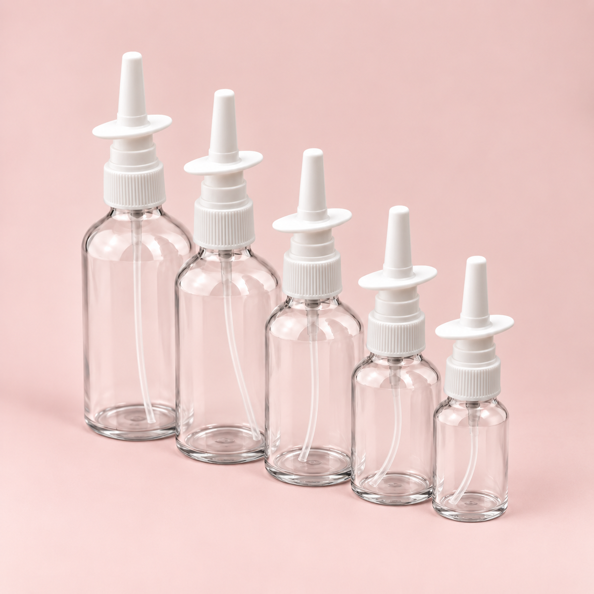 Staklena bočica 10-100ml, transparentna, sa nazalnim sprej raspršivačem - 411100/800 - 424800