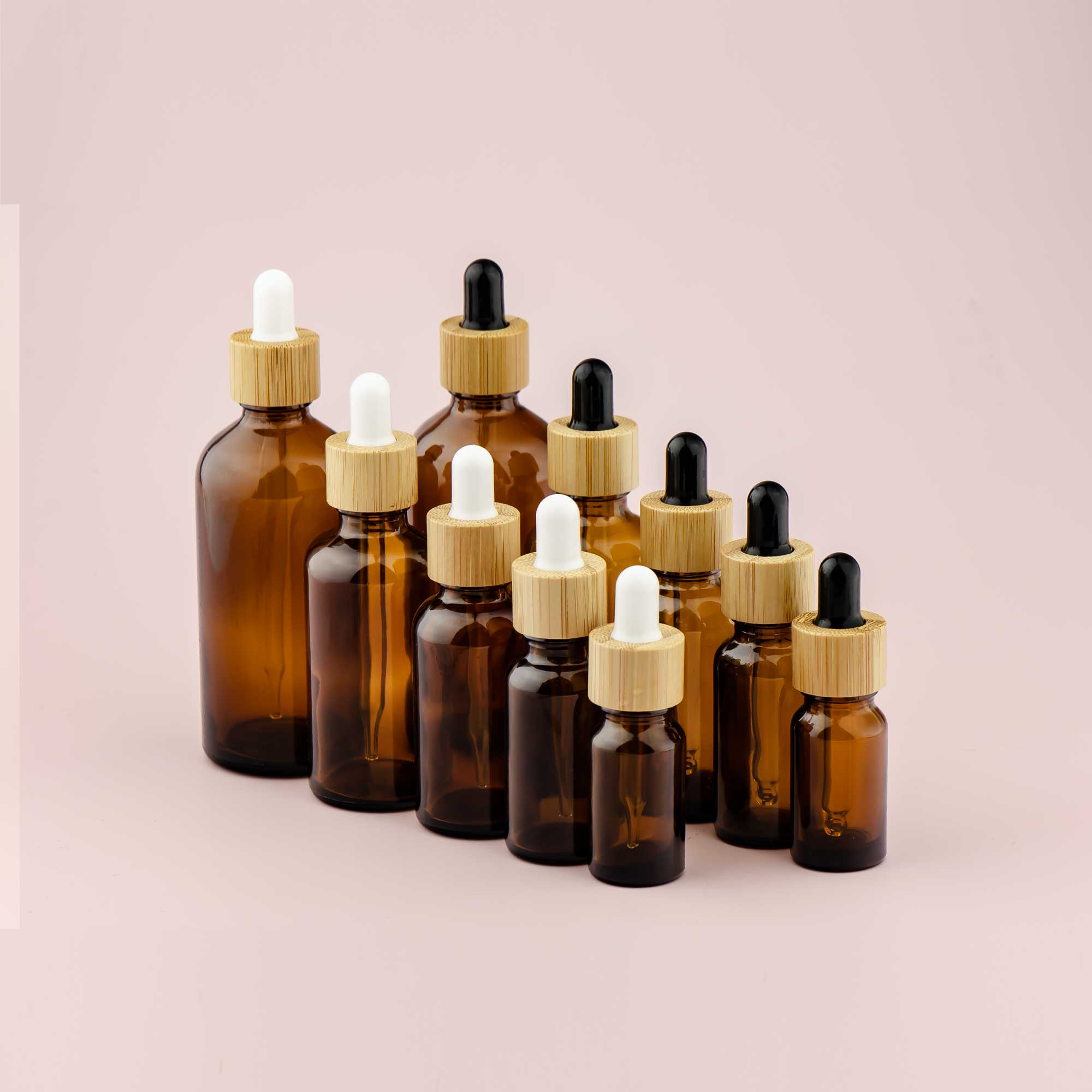 Staklena bočica 10-100ml, braon, sa bambus pipetom - 411110/810 - 423100/250/400