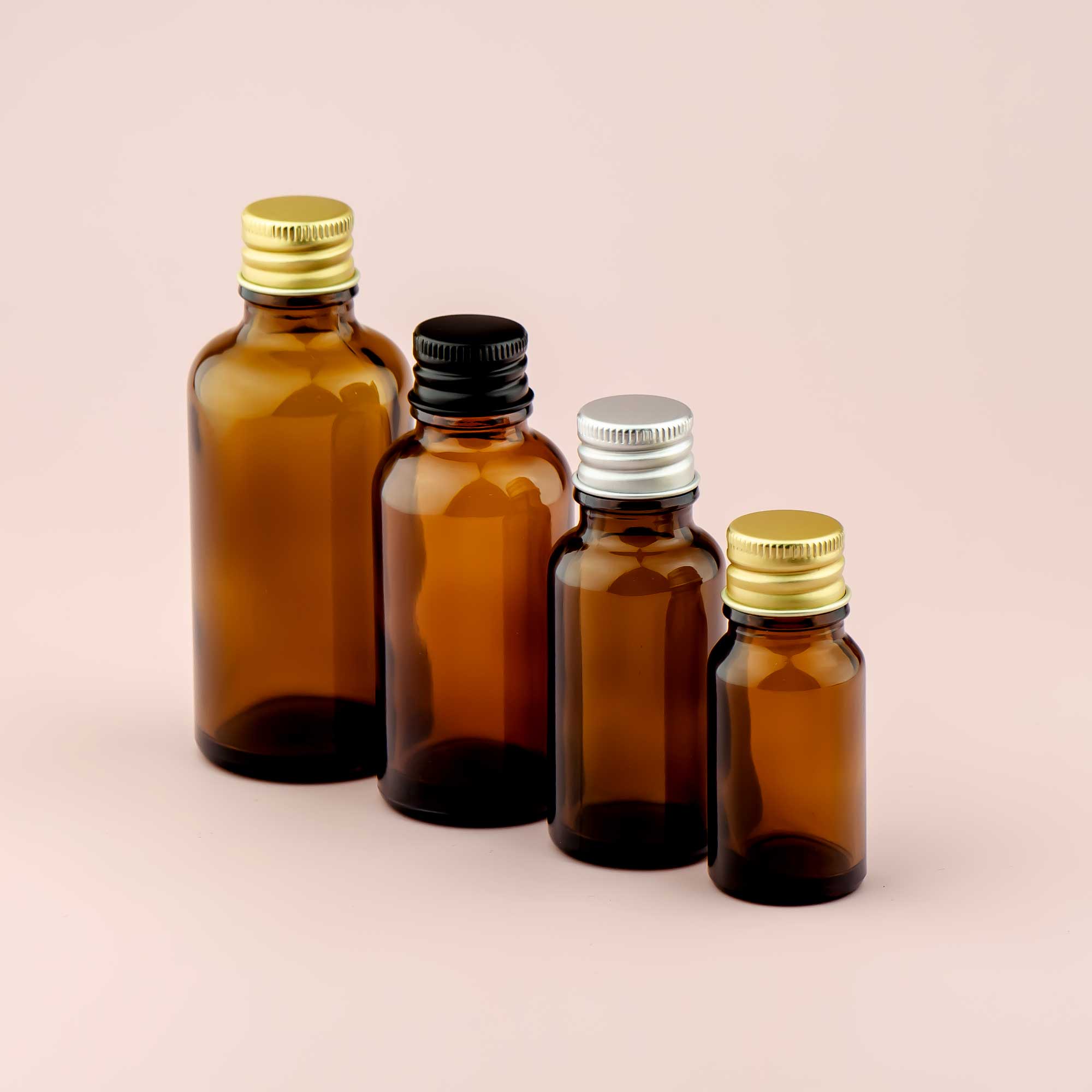 Staklena bočica 10-100ml, braon, sa aluminijumskim zatvaračem - 411110/810 - 421500