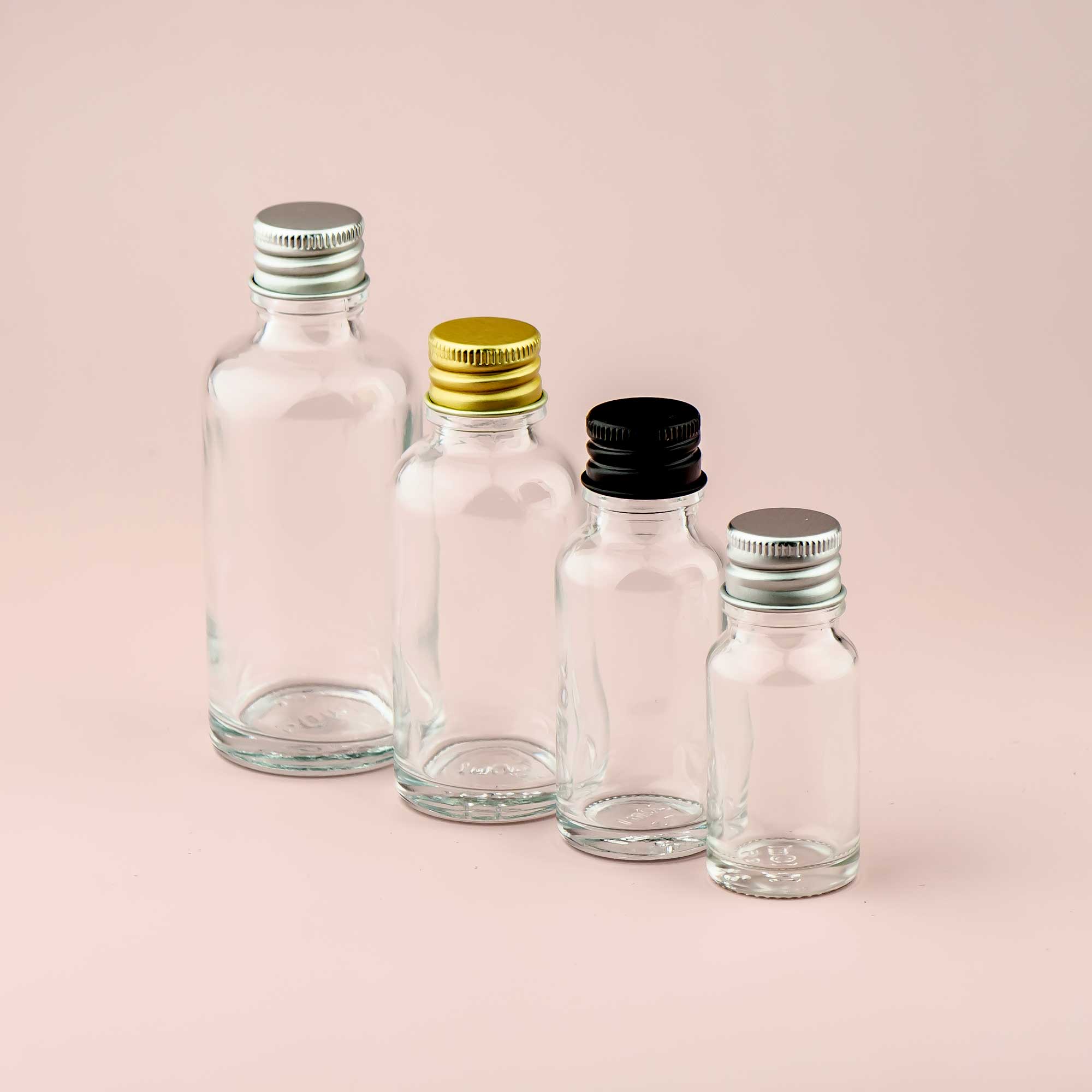 Staklena bočica 10-100ml, transparentna, sa aluminijumskim zatvaračem - 411100/800 - 421500