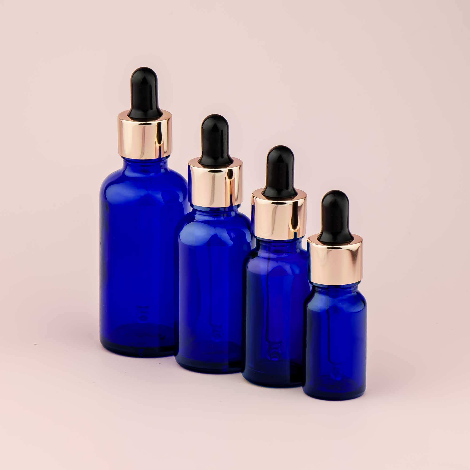 Staklena bočica 10-100ml, plava, sa roze lux pipetom - 411120/820 - 423100/200/400/500