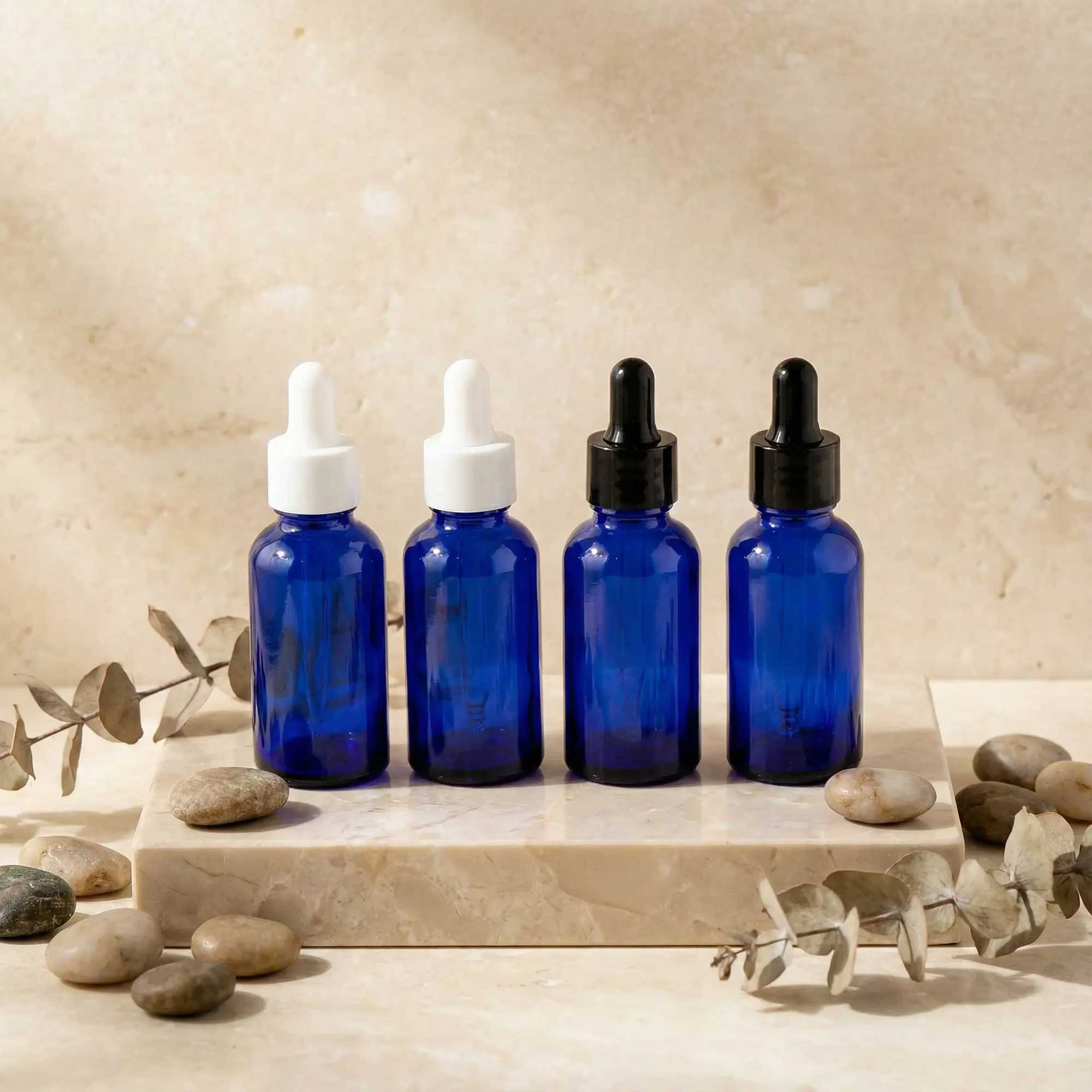 Staklena bočica 10-100ml, plava, sa pipetom - 411120/820 - 423600/610