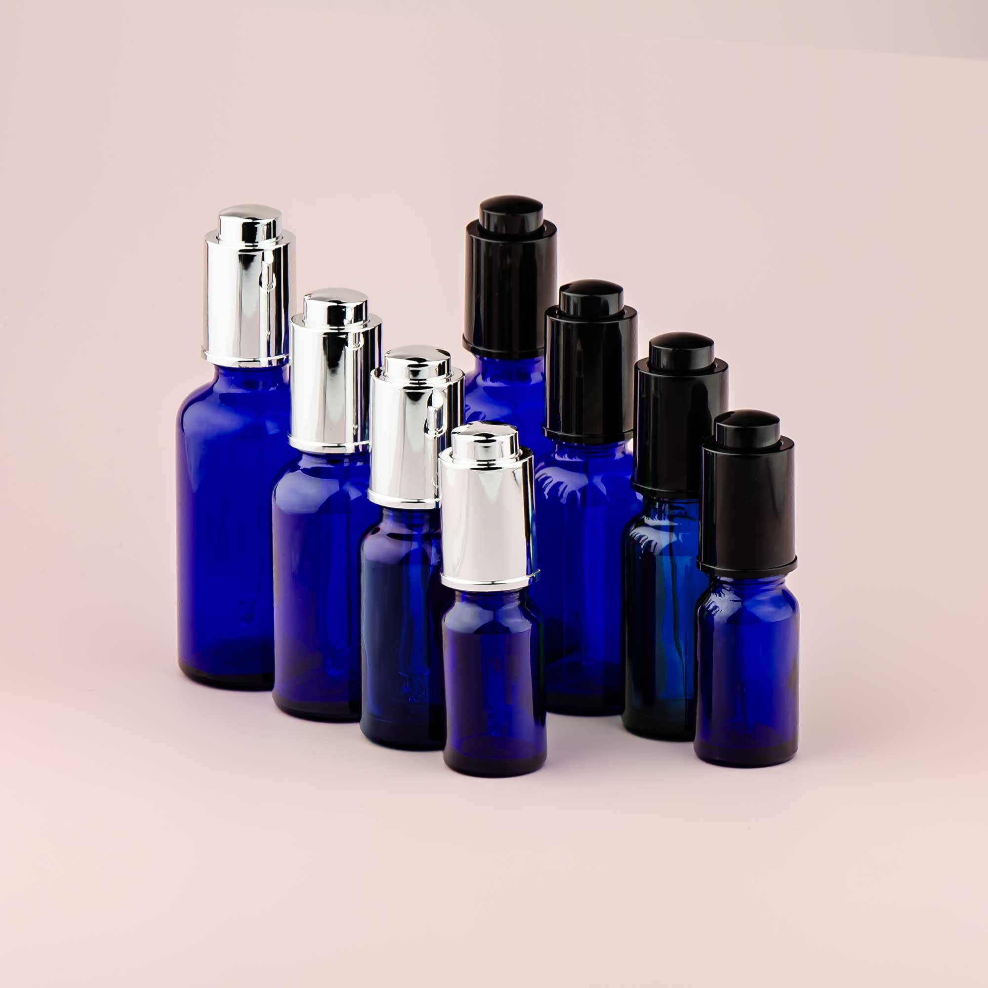 Staklena bočica 10-100ml, plava, sa pipetom na dugme - 411120/820 - 423700/720