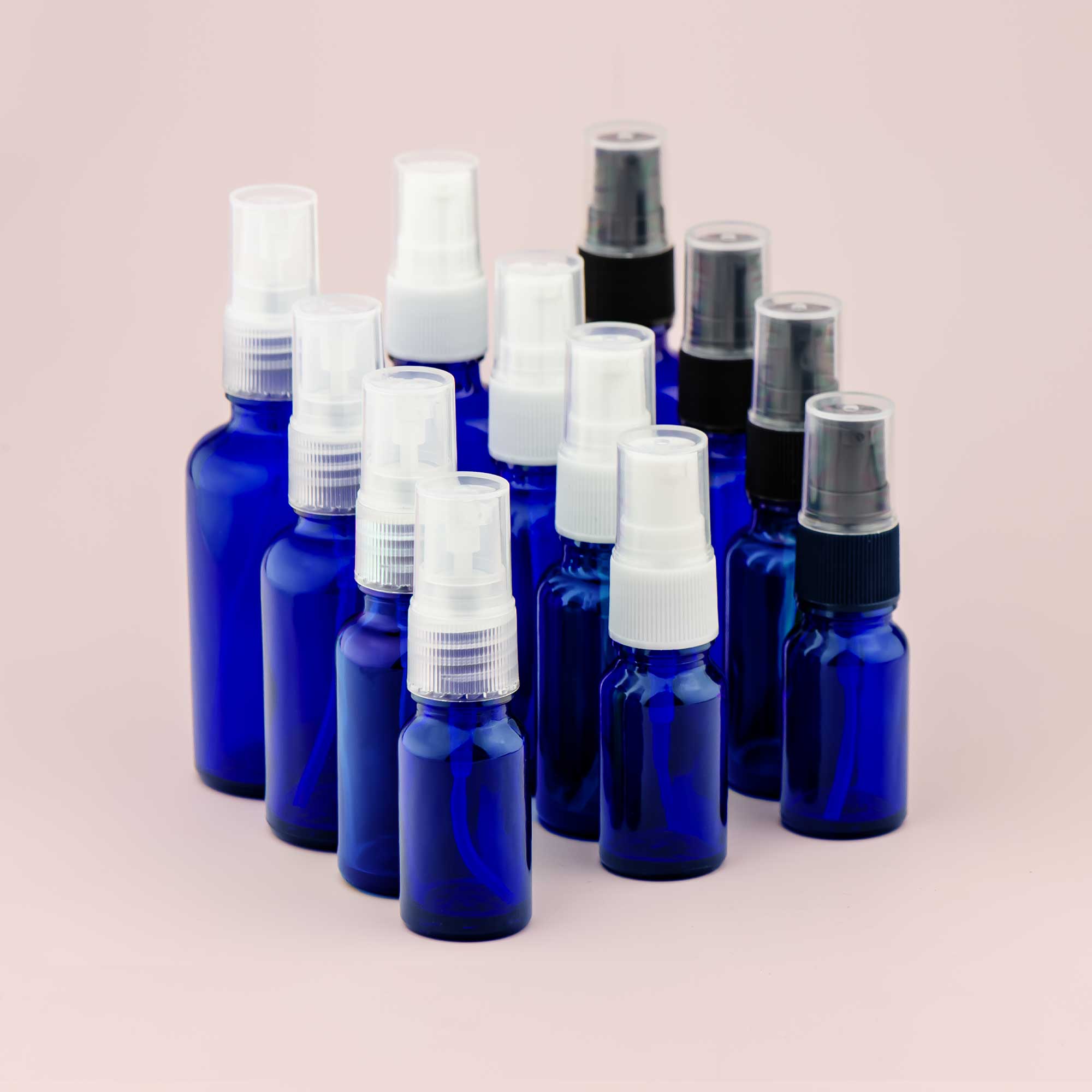 Staklena bočica 10-100ml, plava, sa gel-serum pumpicom - 411120/820-425100/110/120