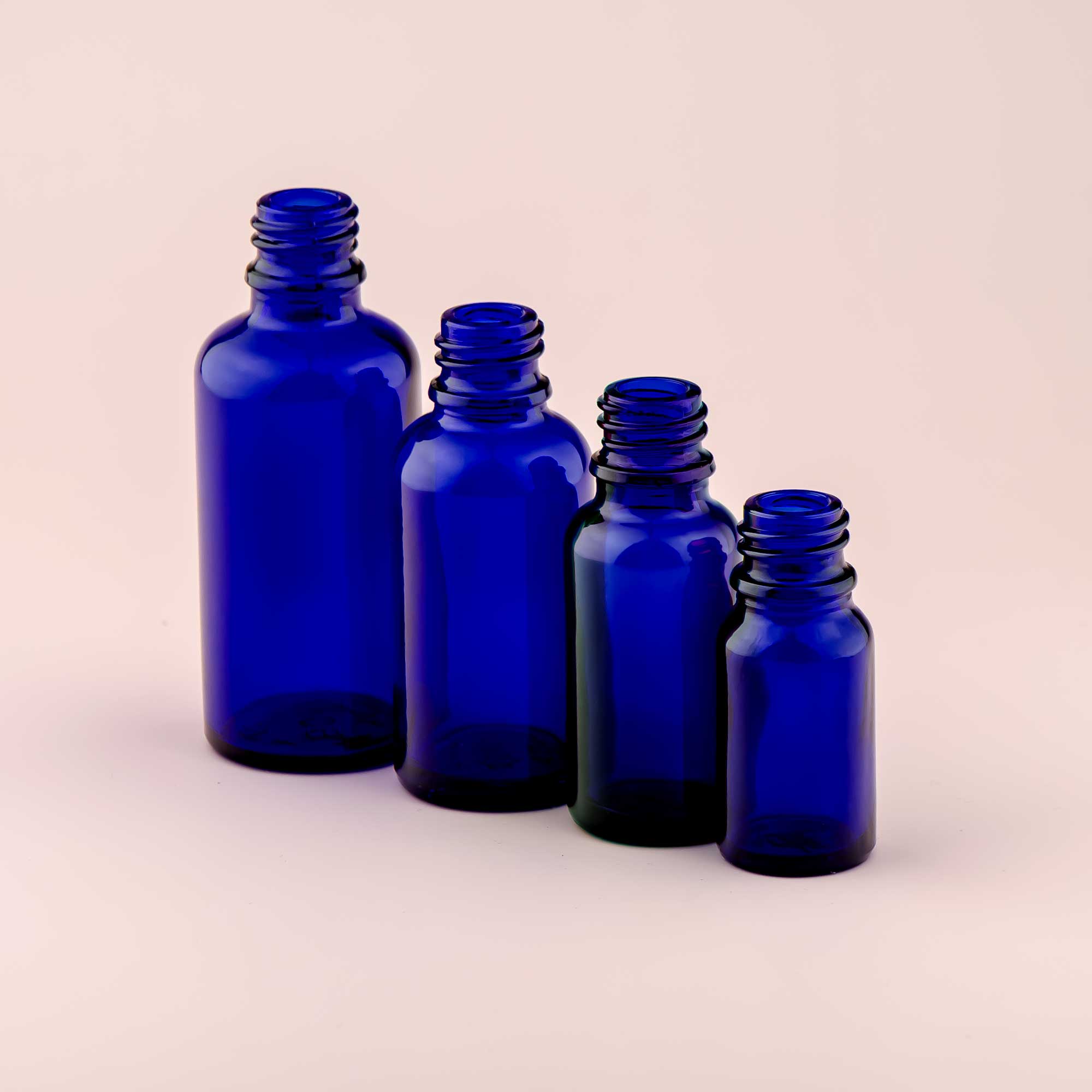 Staklena bočica 10-100ml, plava, grlo 18mm - 411120-820