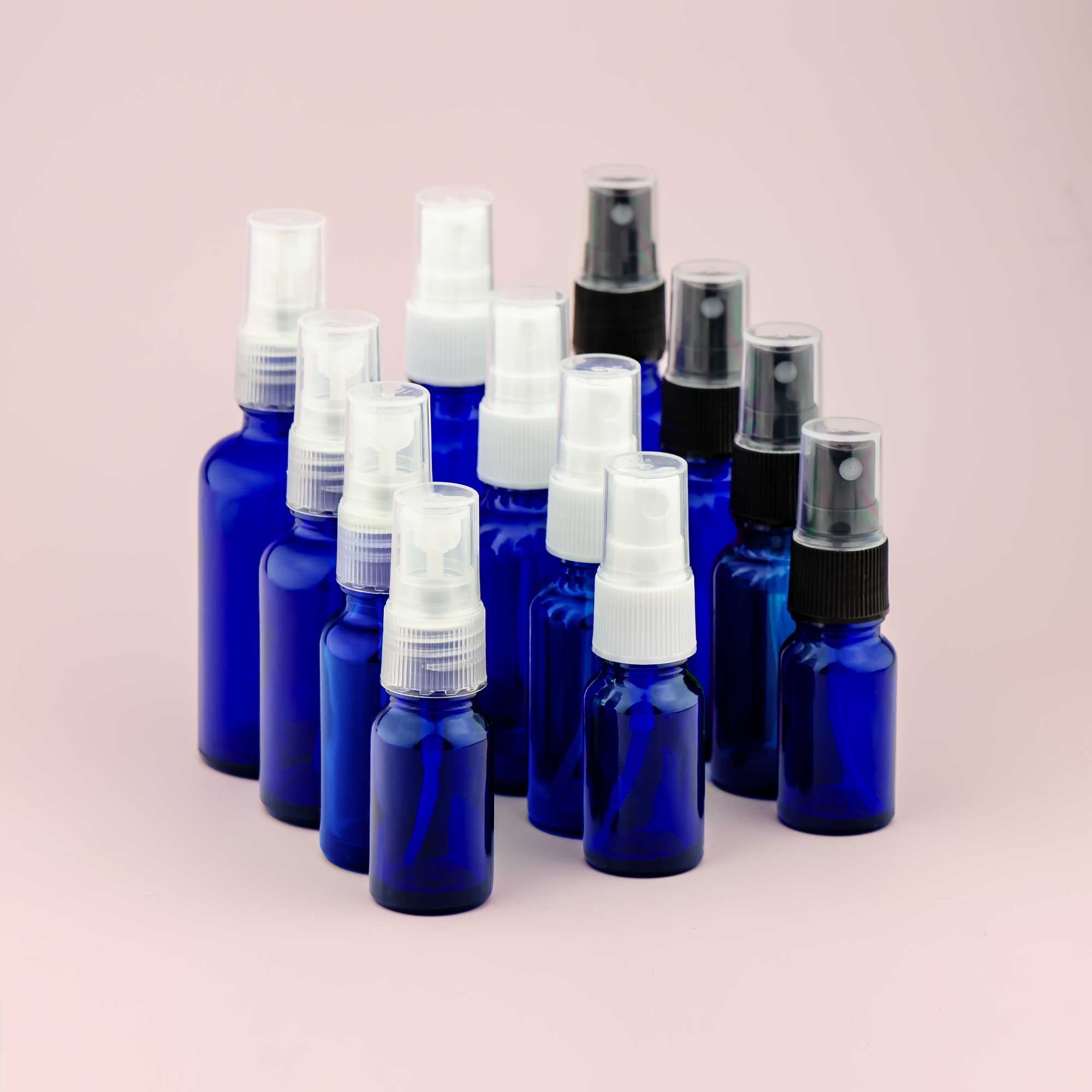 Staklena bočica 10-100ml, plava, sa sprej raspršivačem - 411120/820 - 424100/110/120