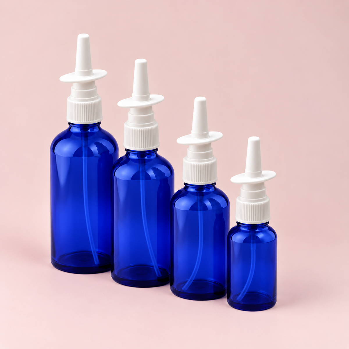 Staklena bočica 10-100ml, plava, sa nazalnim sprej raspršivačem - 411120/820 - 424800