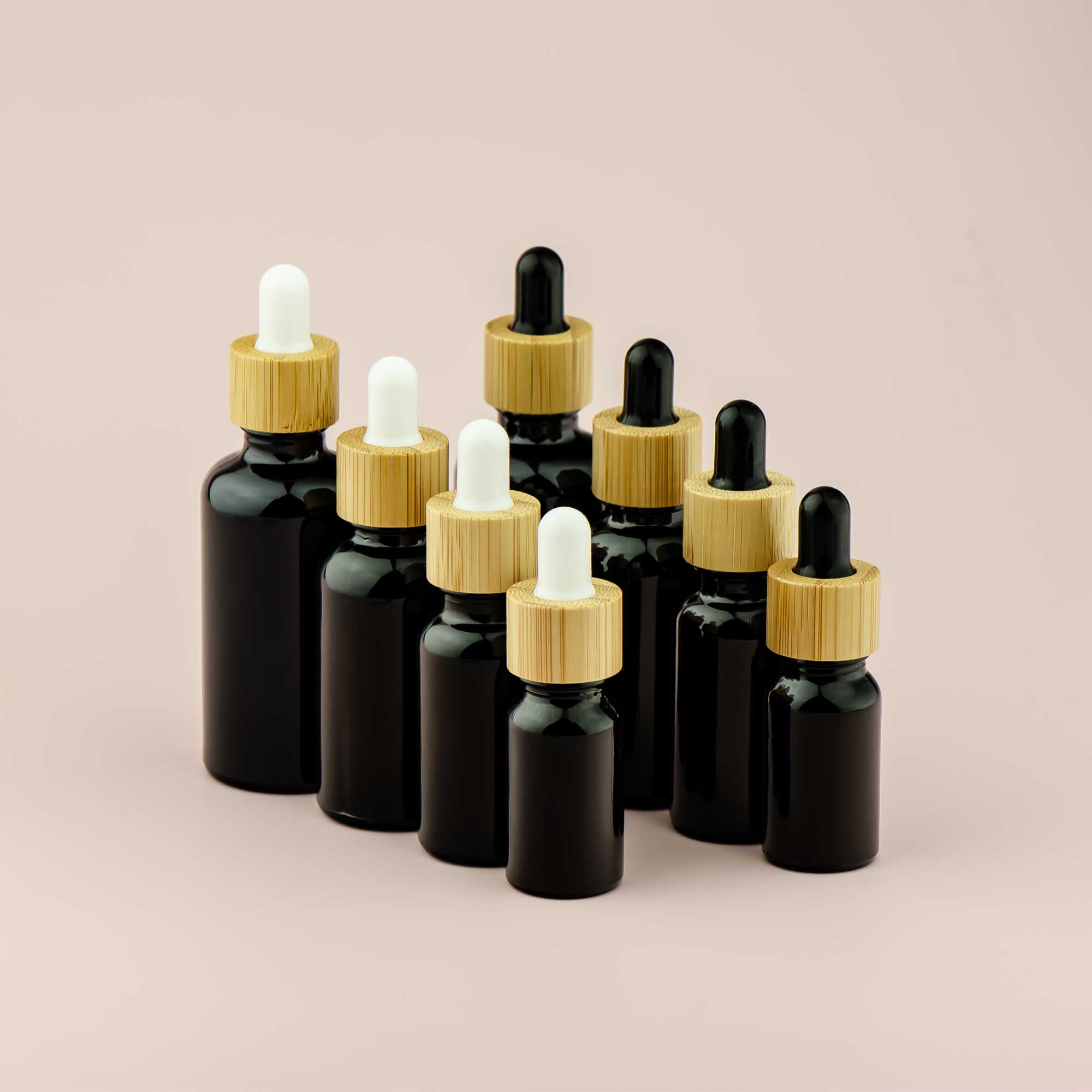 Staklena bočica 10-100ml, crna, sa bambus pipetom - 411130/830 - 423100/250/400