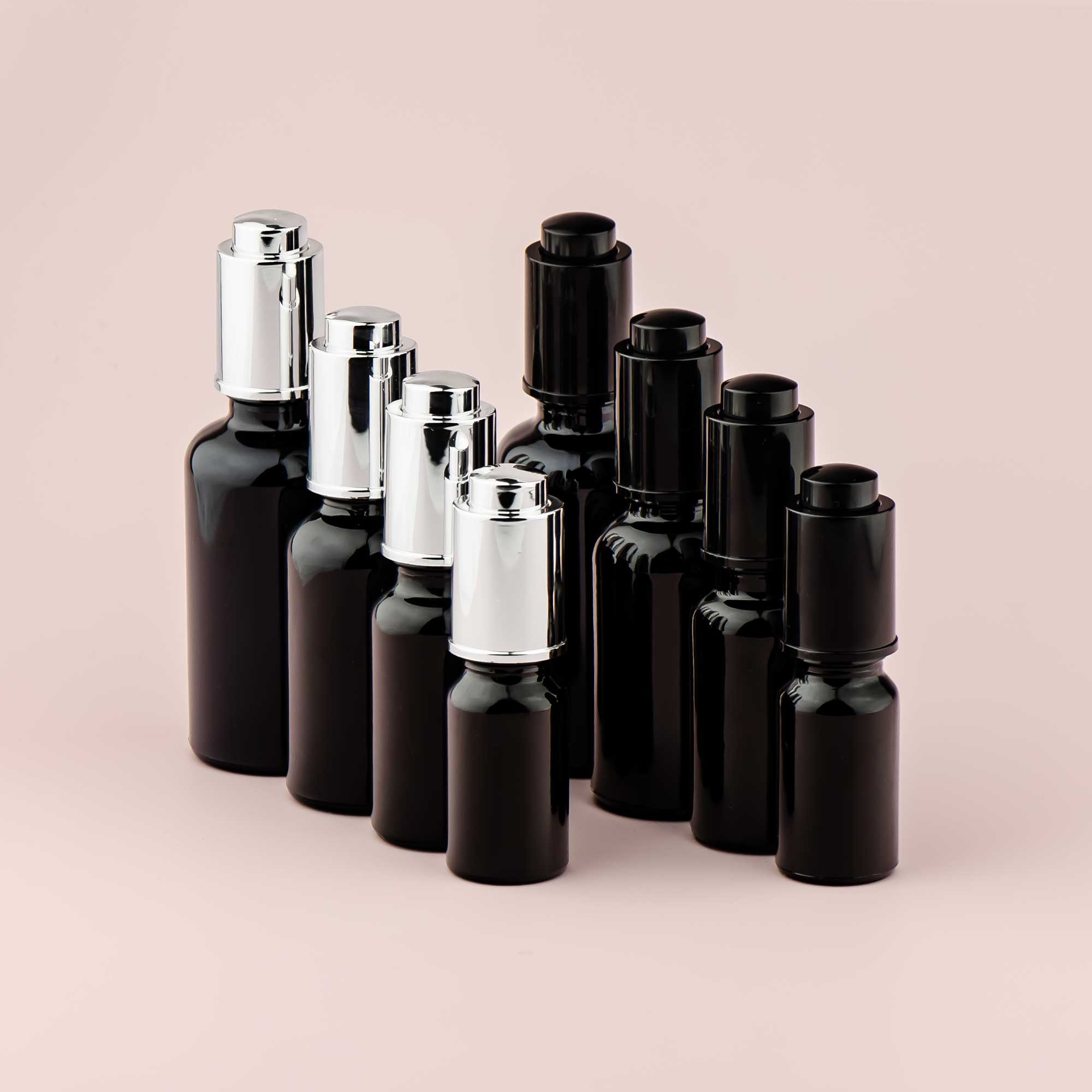 Staklena bočica 10-100ml, crna, sa pipetom na dugme - 411130/830 - 423700/720