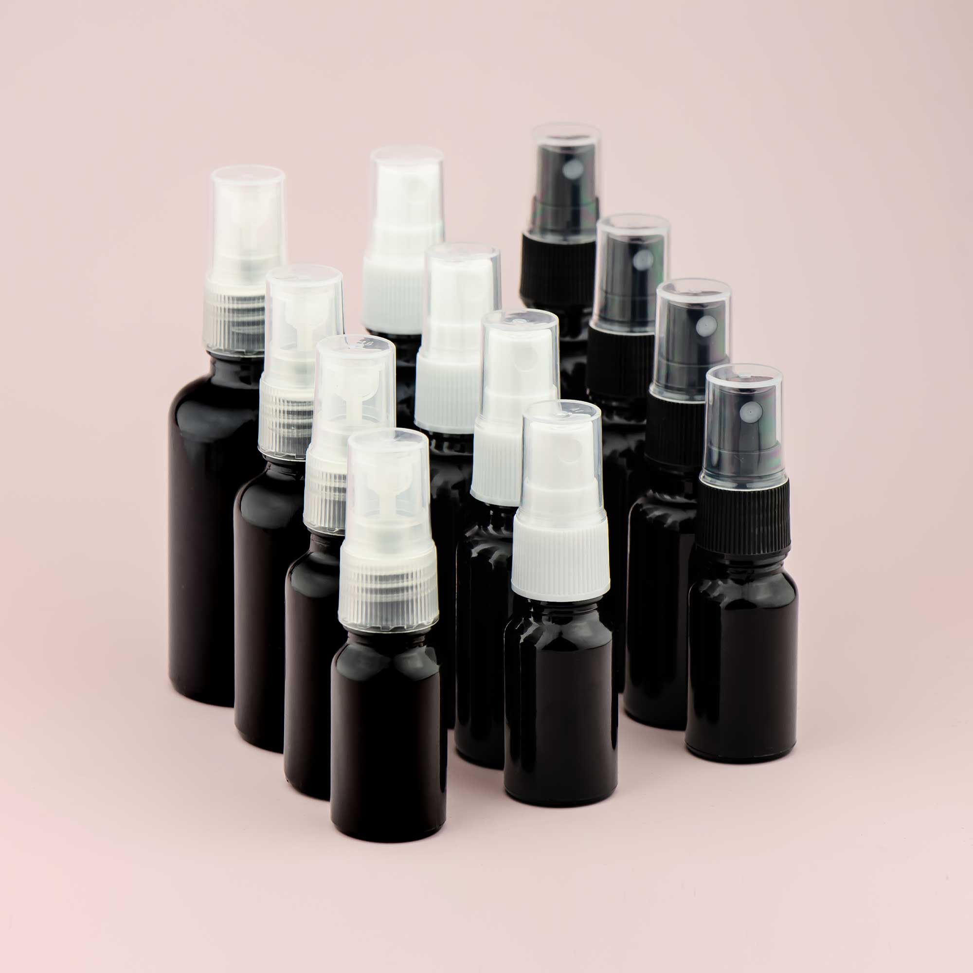 Staklena bočica 10-100ml, crna, sa sprej raspršivačem - 411140/840 - 424100/110/120
