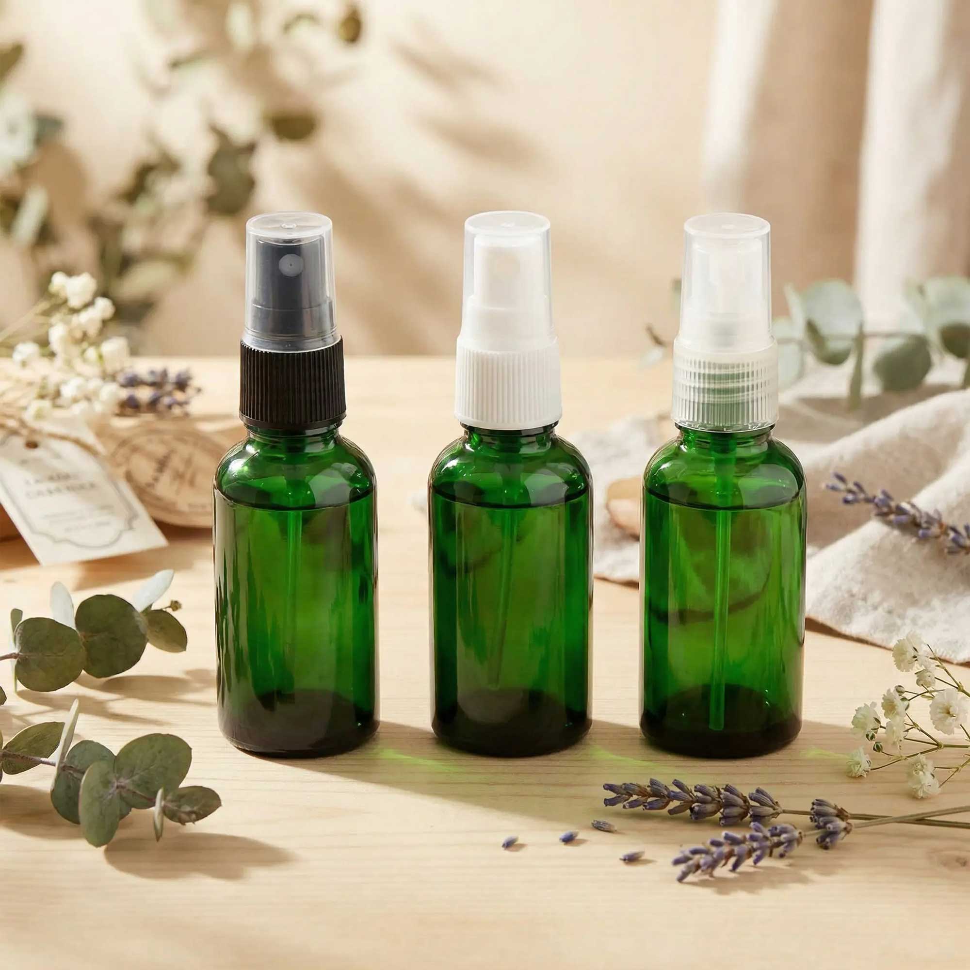 Staklena bočica 10-100ml, zelena, sa sprej raspršivačem - 411140/840 - 424100/110/120