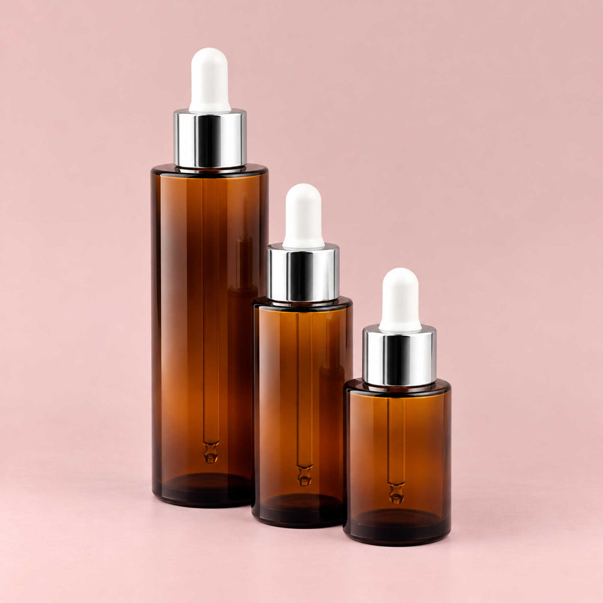 HERA staklena bočica 30-100ml, braon, sa srebrnom lux pipetom - 428110/210/410 - 429950/960