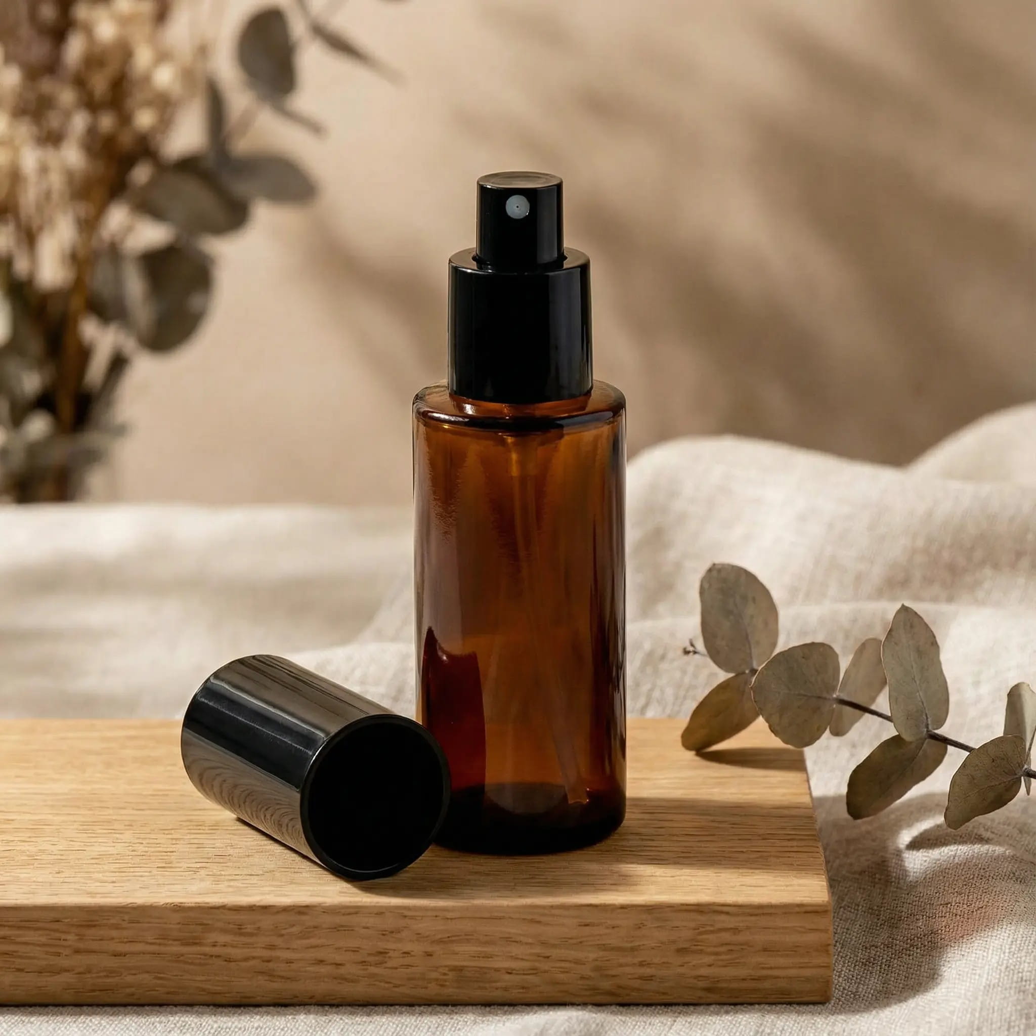 HERA 50ml braon staklena bočica sa crnim sprej raspršivačem - 428250