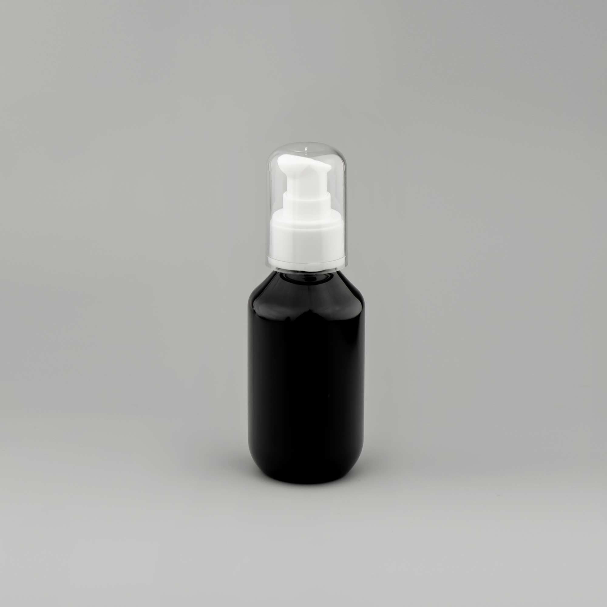 kozmetička PET boca 100 ml crna sa gel serum pumpicom