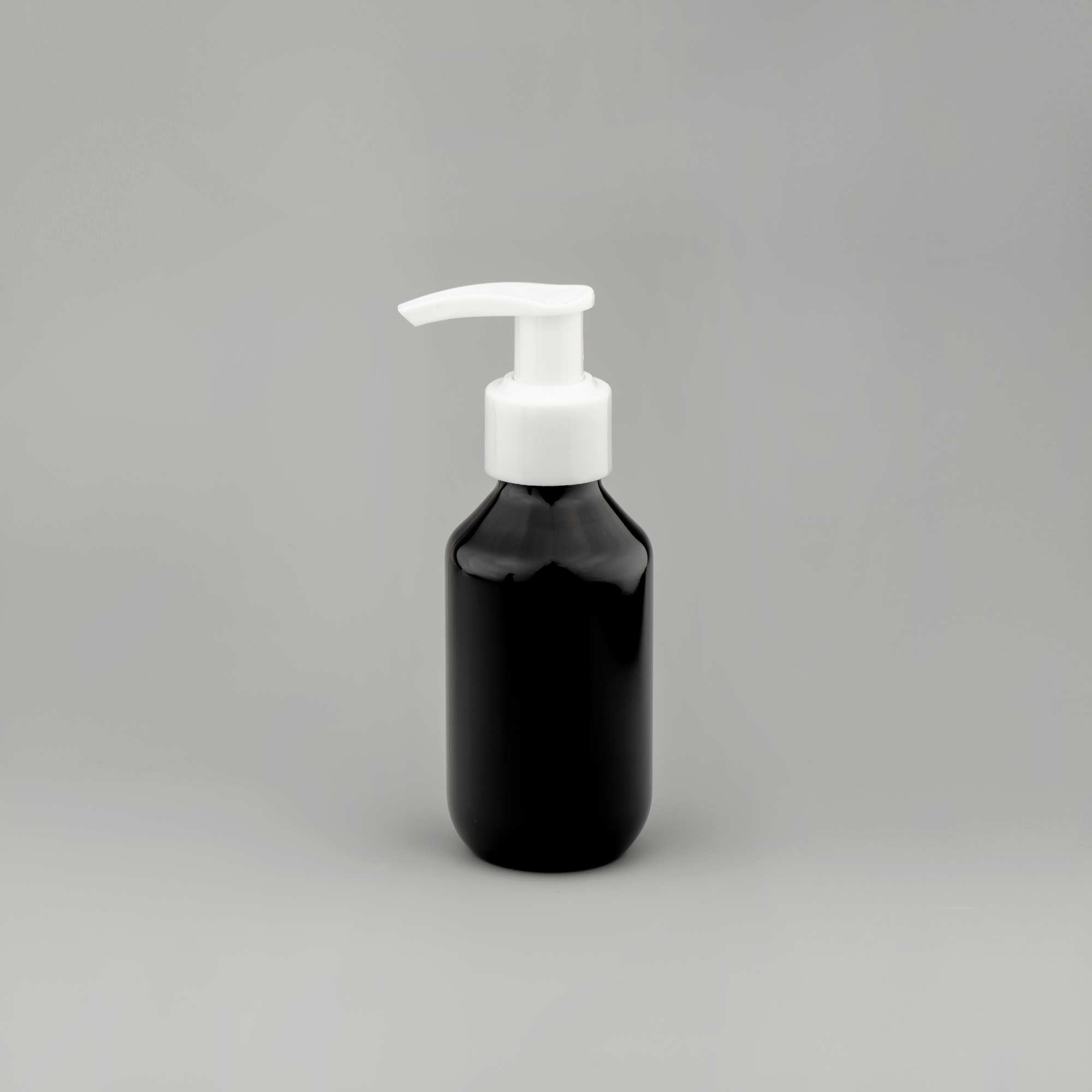 kozmetička PET boca 100 ml crna sa belom losion pumpicom