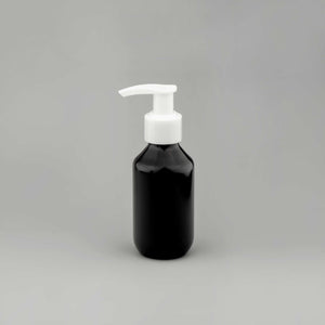 kozmetička PET boca 100 ml crna sa belom losion pumpicom