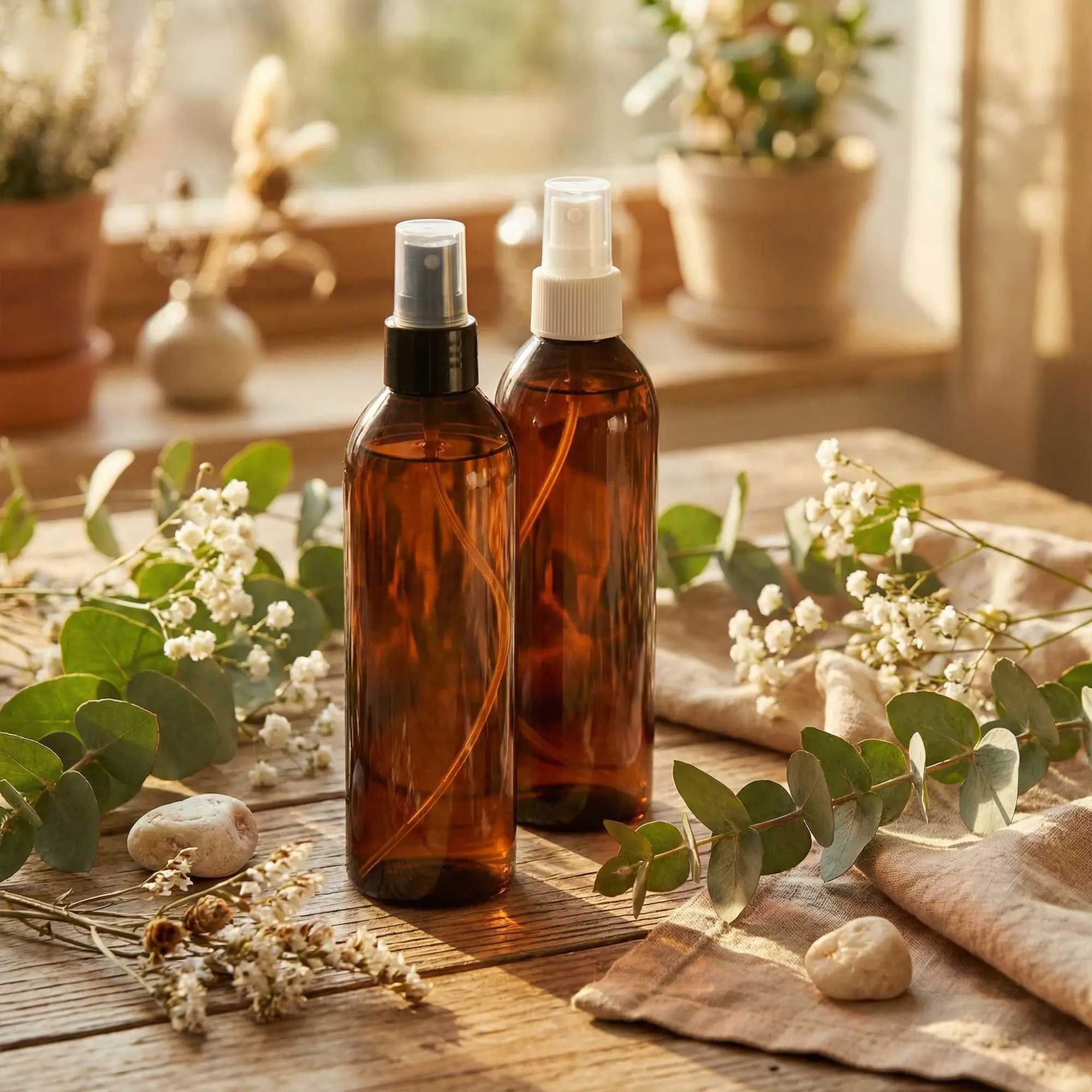 amber PET boca sa sprej pumpicom za hidrolat tonik i hair mist ambalaža
