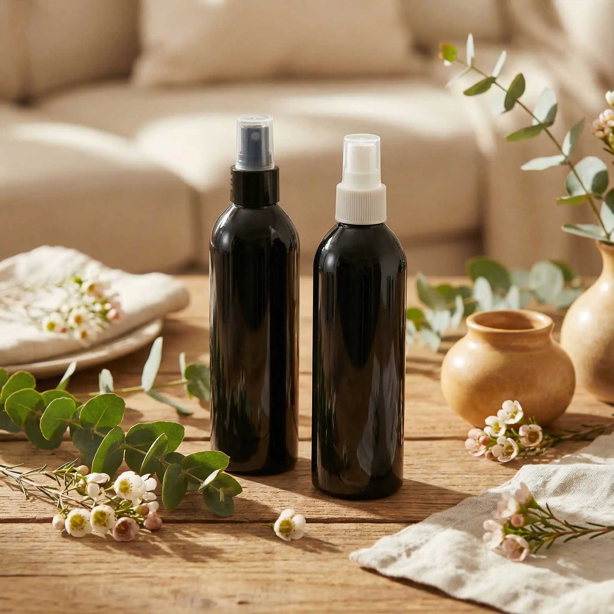 crna PET boca sa sprej pumpicom za tonik hidrolat i hair mist ambalaža