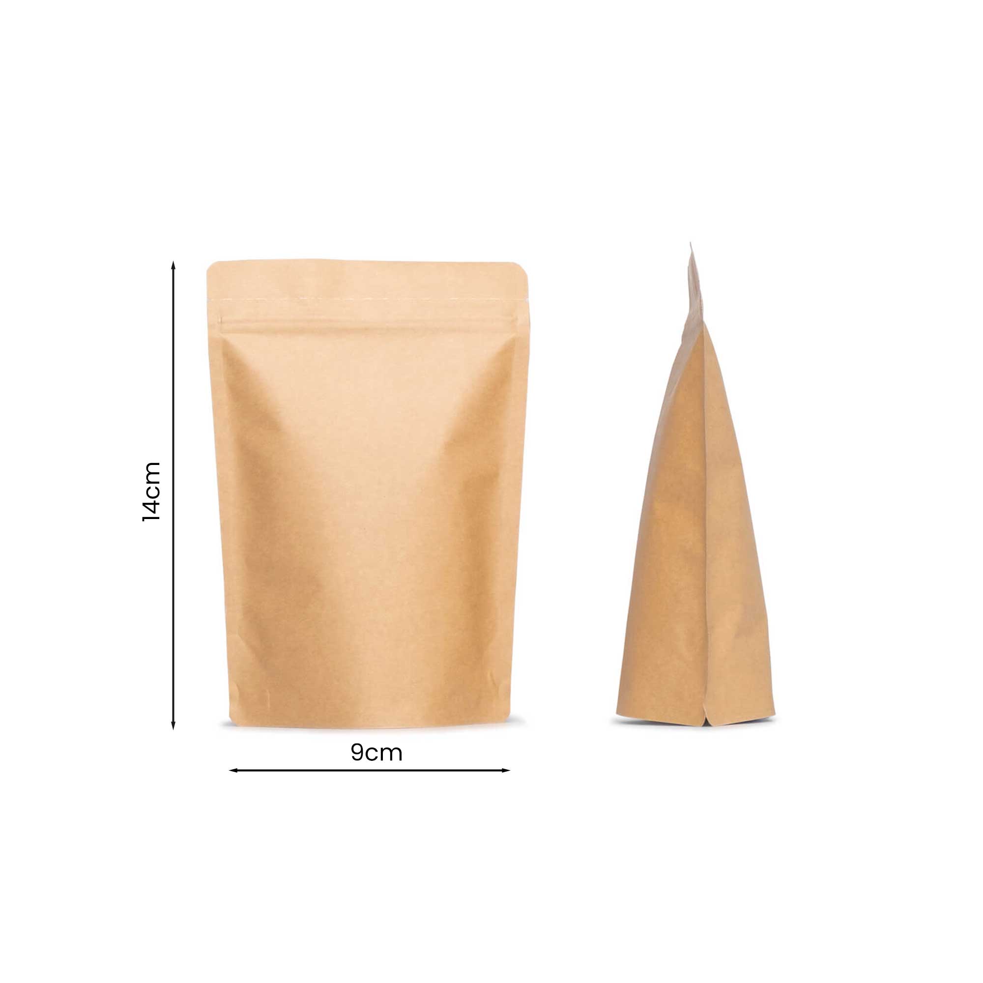 braon kraft doypack kesa 9x14+3 cm sa zip zatvaračem aluminijum
