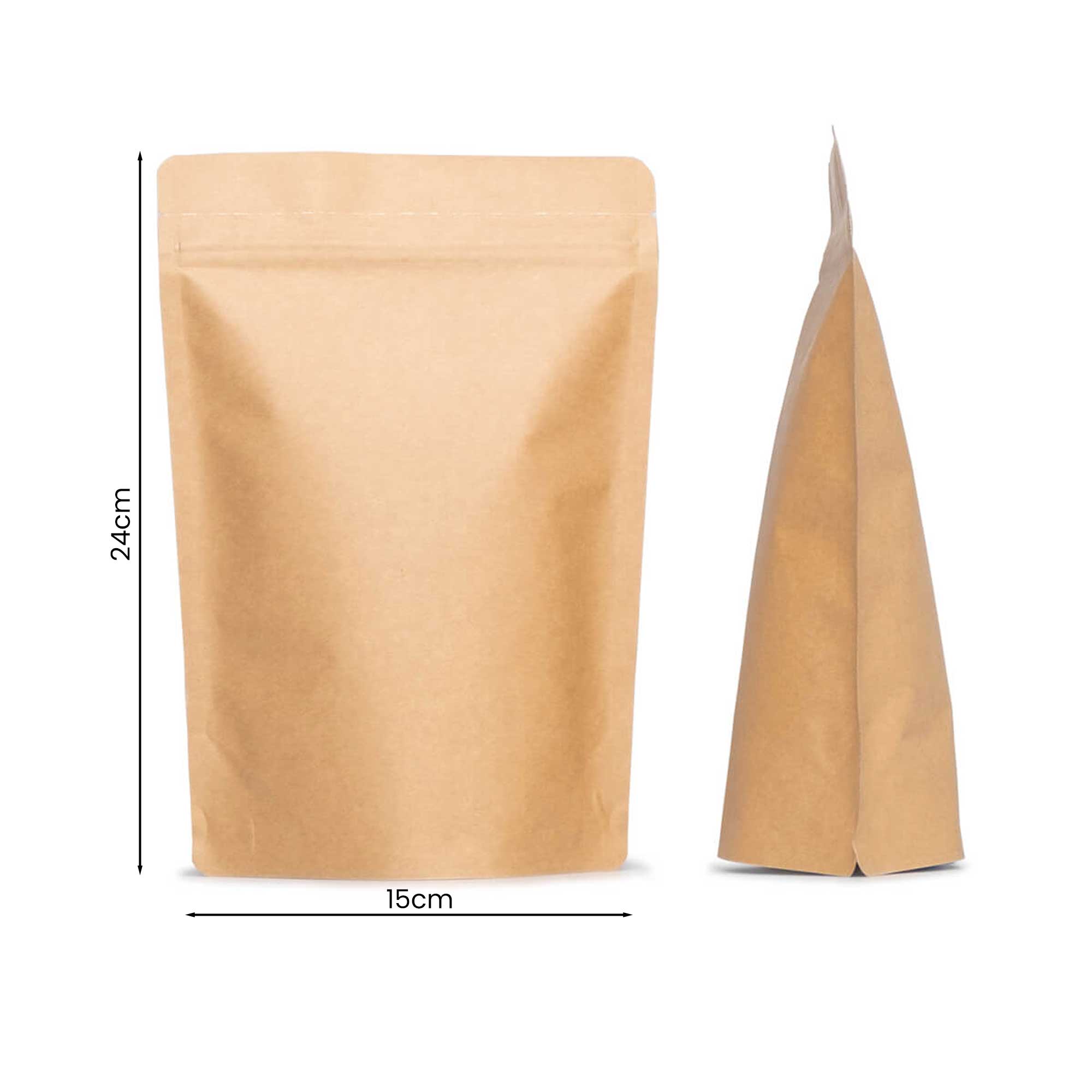 braon kraft doypack kesa 15x24+4 cm sa dnom i zip zatvaračem