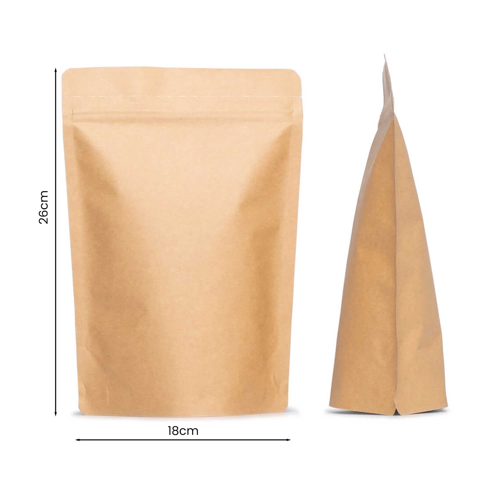 braon kraft doypack kesa 18x26+4 cm aluminijumska unutrašnjost