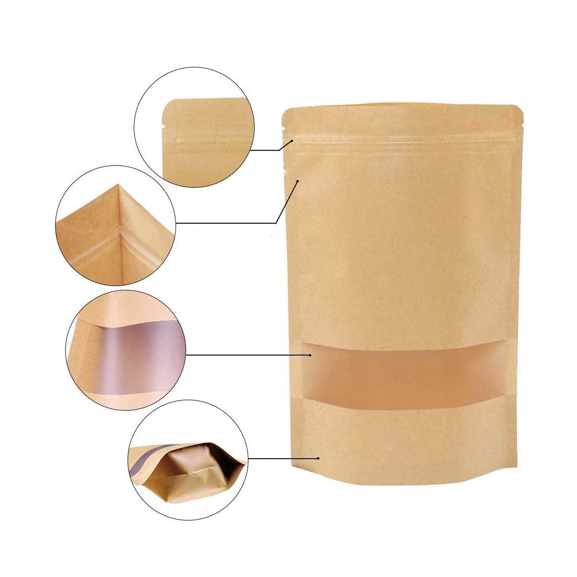 kraft doypack kesa sa prozorom i zip zatvaračem