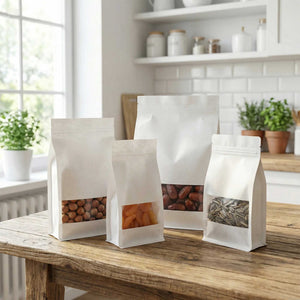 bela kraft kesa sa ravnim dnom za pakovanje kafe i čaja