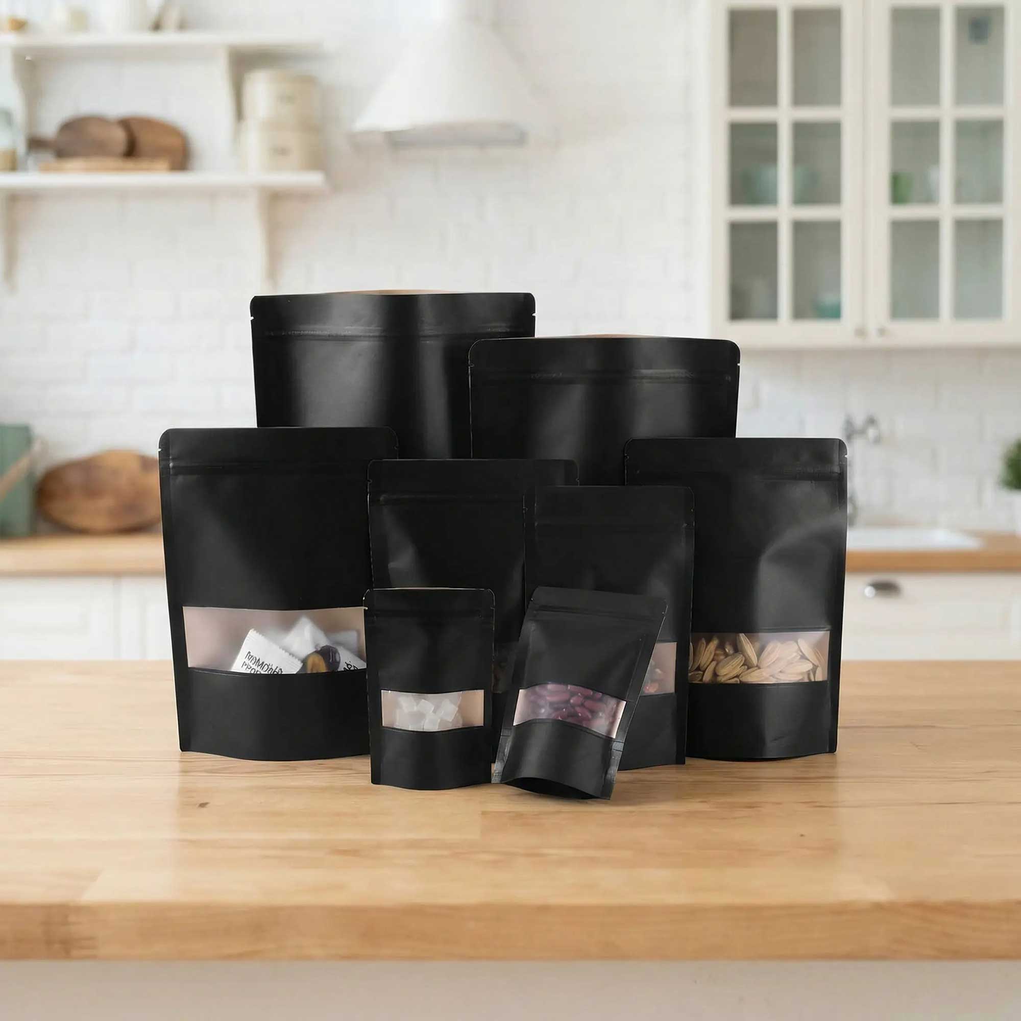 papirna kesa crna sa zipom idealna za pakovanje manjih kolicina zacina, suvog voca, kafe