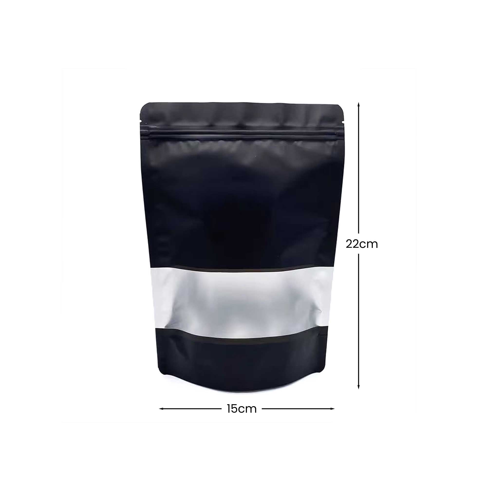 crna doypack kesica 15x22+4 cm za pakovanje sa prozorom