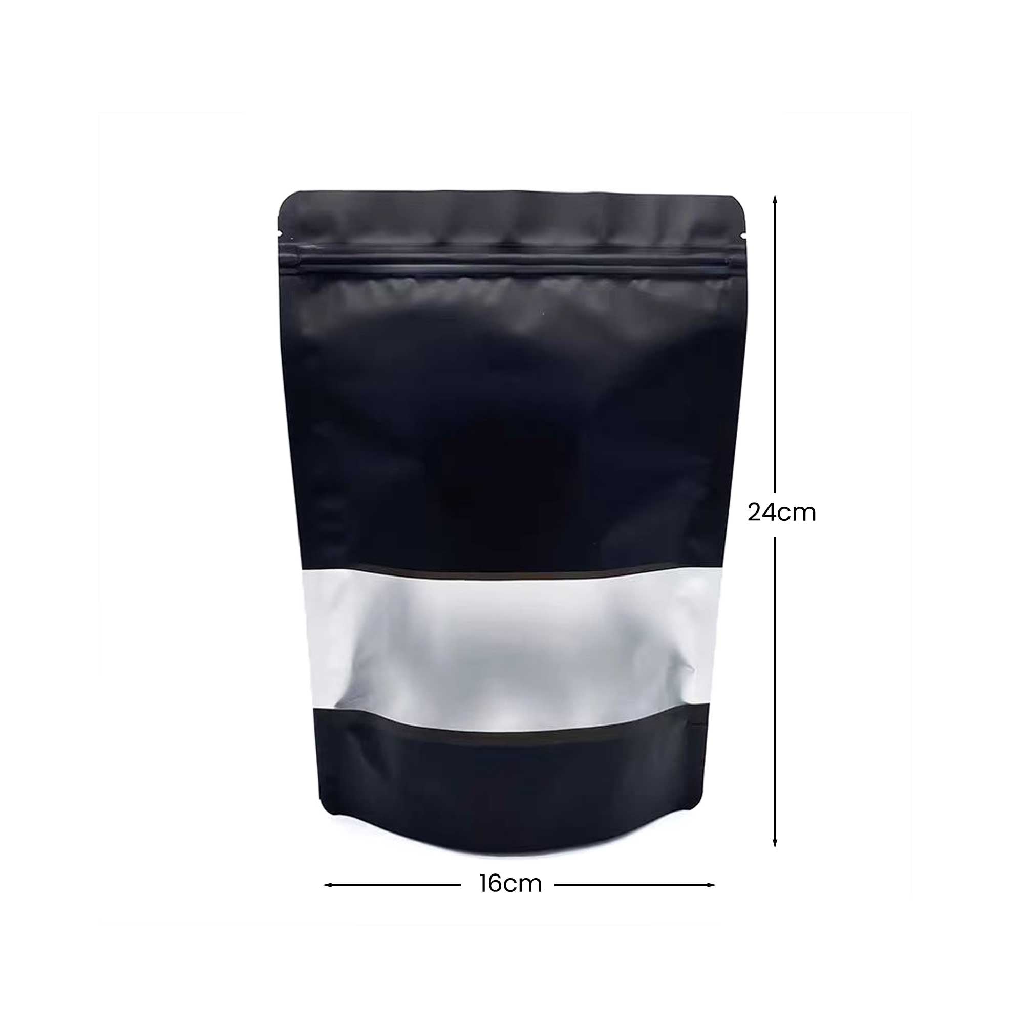 crna kesa 16x24+4 cm zip zatvarač transparentni deo