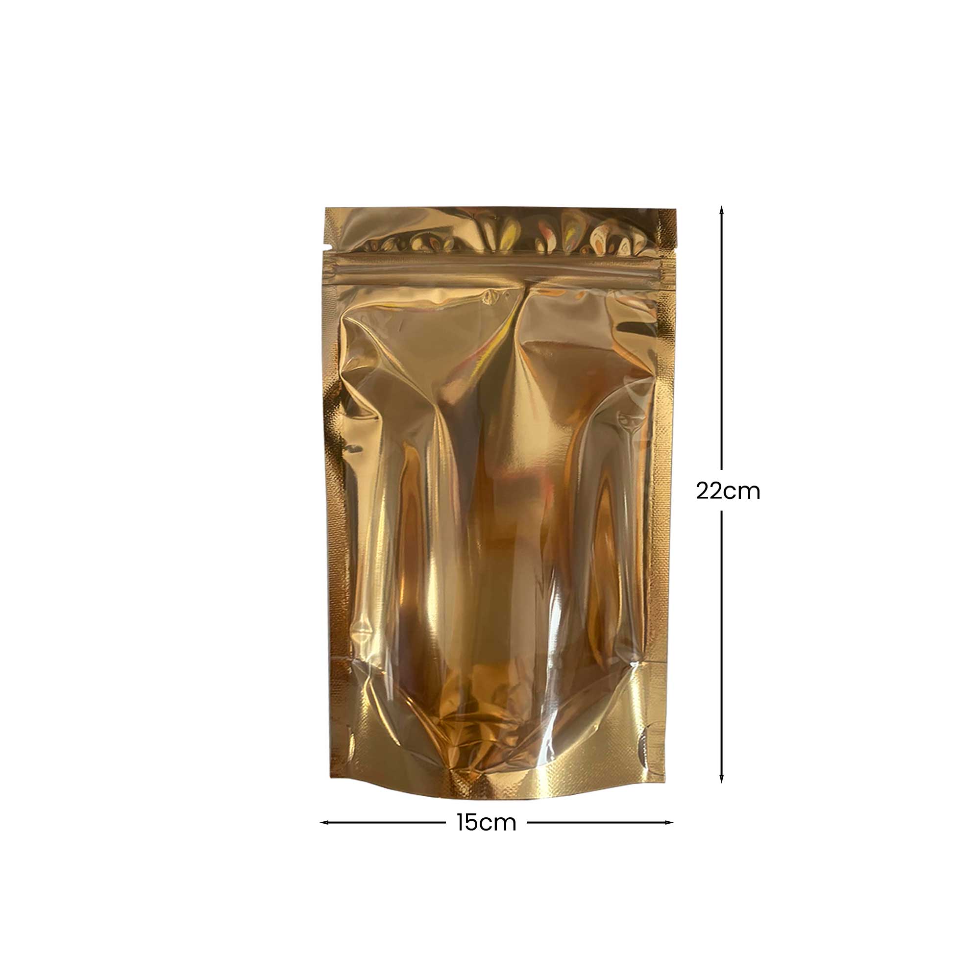 zlatna aluminijumska kesa 15x22+4 cm stand up ambalaža za proteine